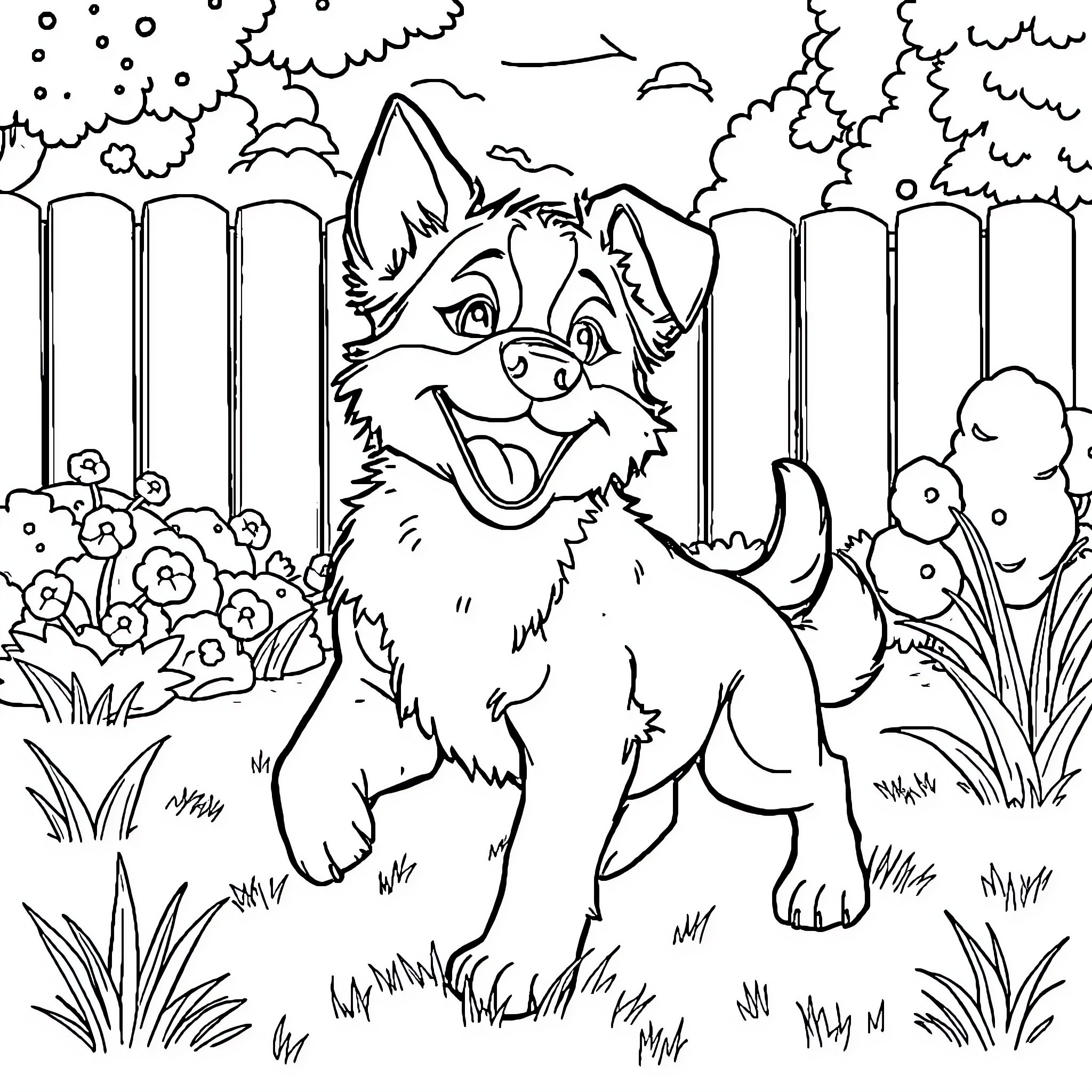 Bluey's Joyful Outdoor Adventure Coloring Page (free black-and-white line drawing printable PDF for all, from beginners to advanced learners, including children, teens, adults, and seniors)