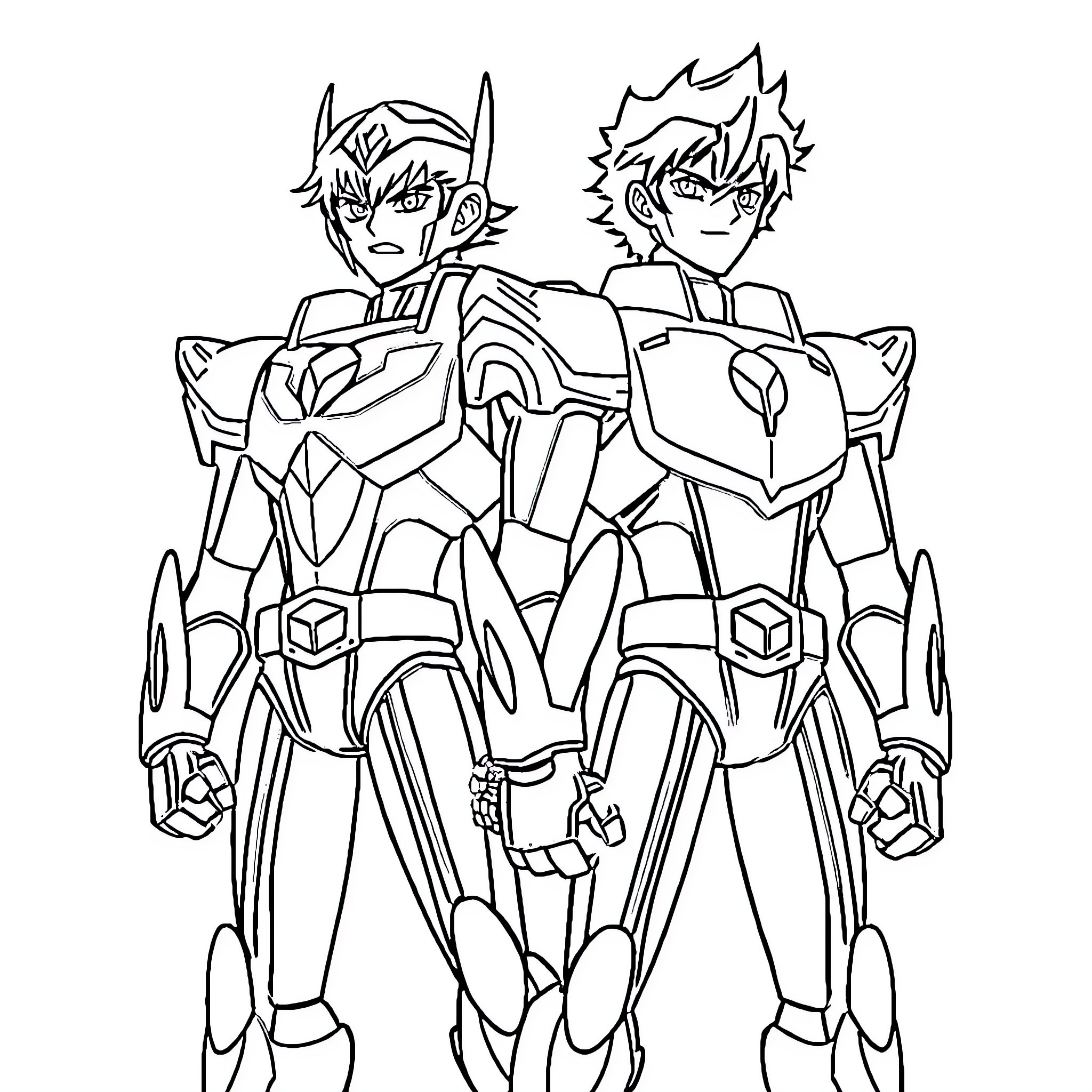Keith and Lance - Pilots in Matching Uniforms Coloring Page (free black-and-white line drawing printable PDF for all, from beginners to advanced learners, including children, teens, adults, and seniors)