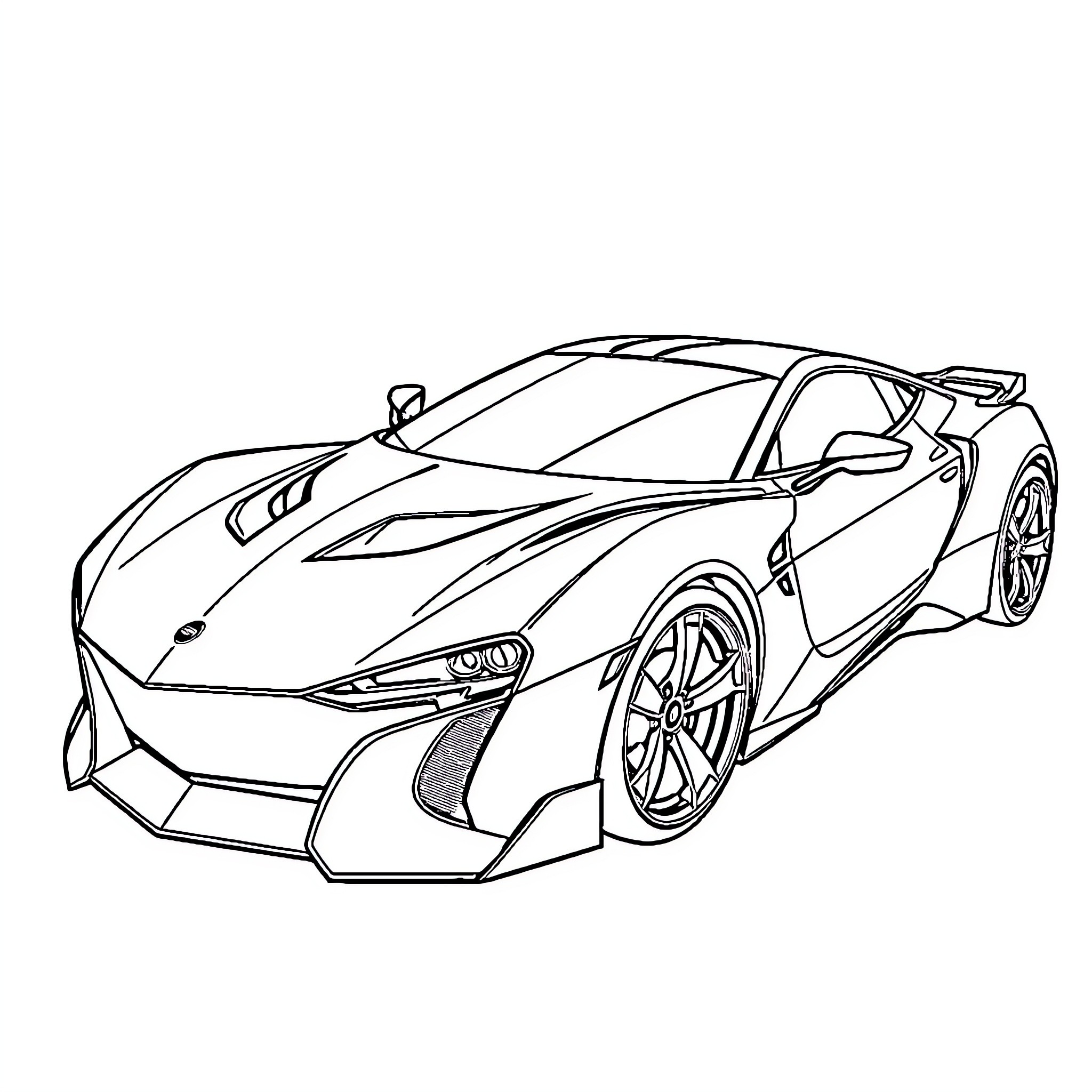 Blade Car racing down the track Coloring Page (free black-and-white line drawing printable PDF for all, from beginners to advanced learners, including children, teens, adults, and seniors)