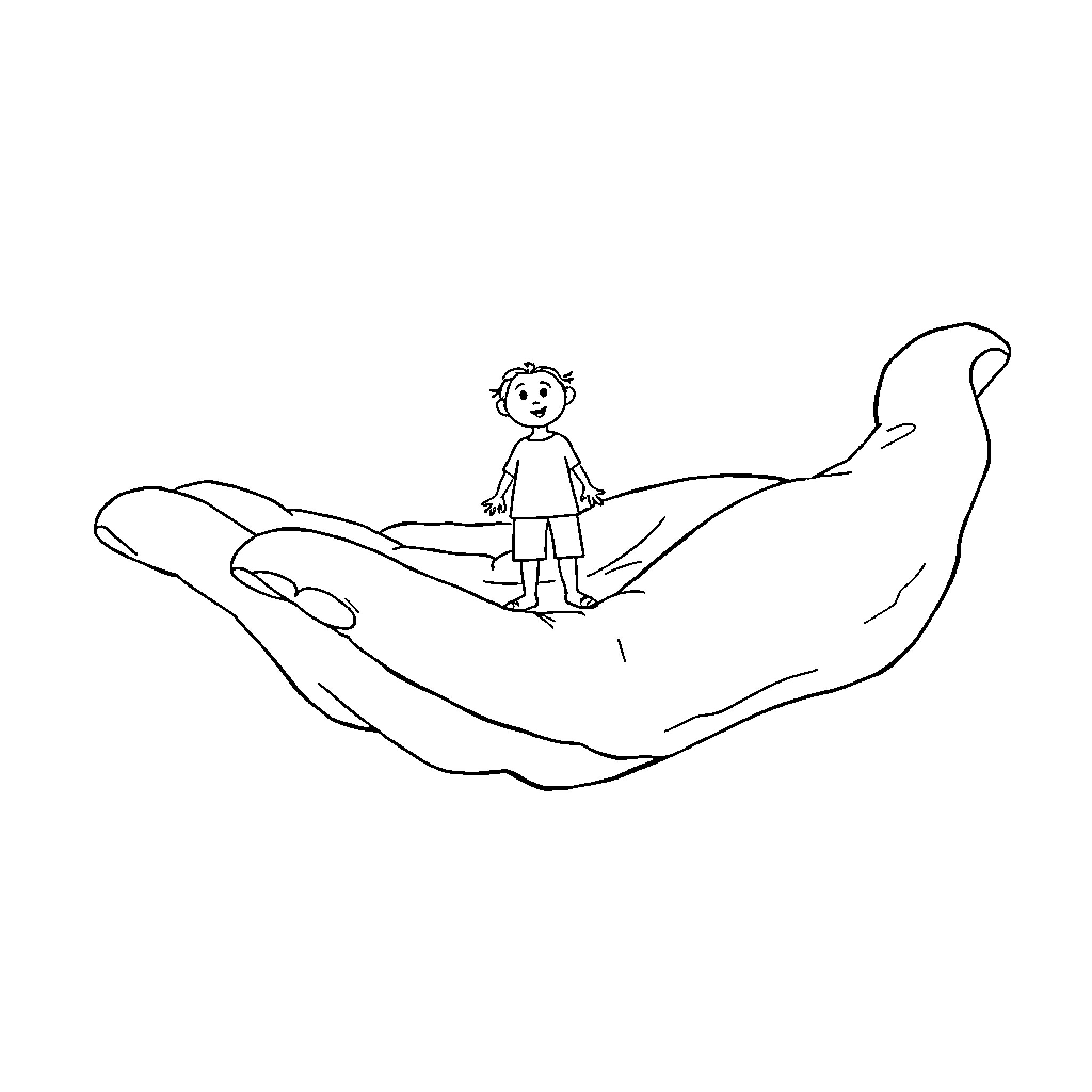 Hand Offering Protection to Young Child Coloring Page (free black-and-white line drawing printable PDF for all, from beginners to advanced learners, including children, teens, adults, and seniors)