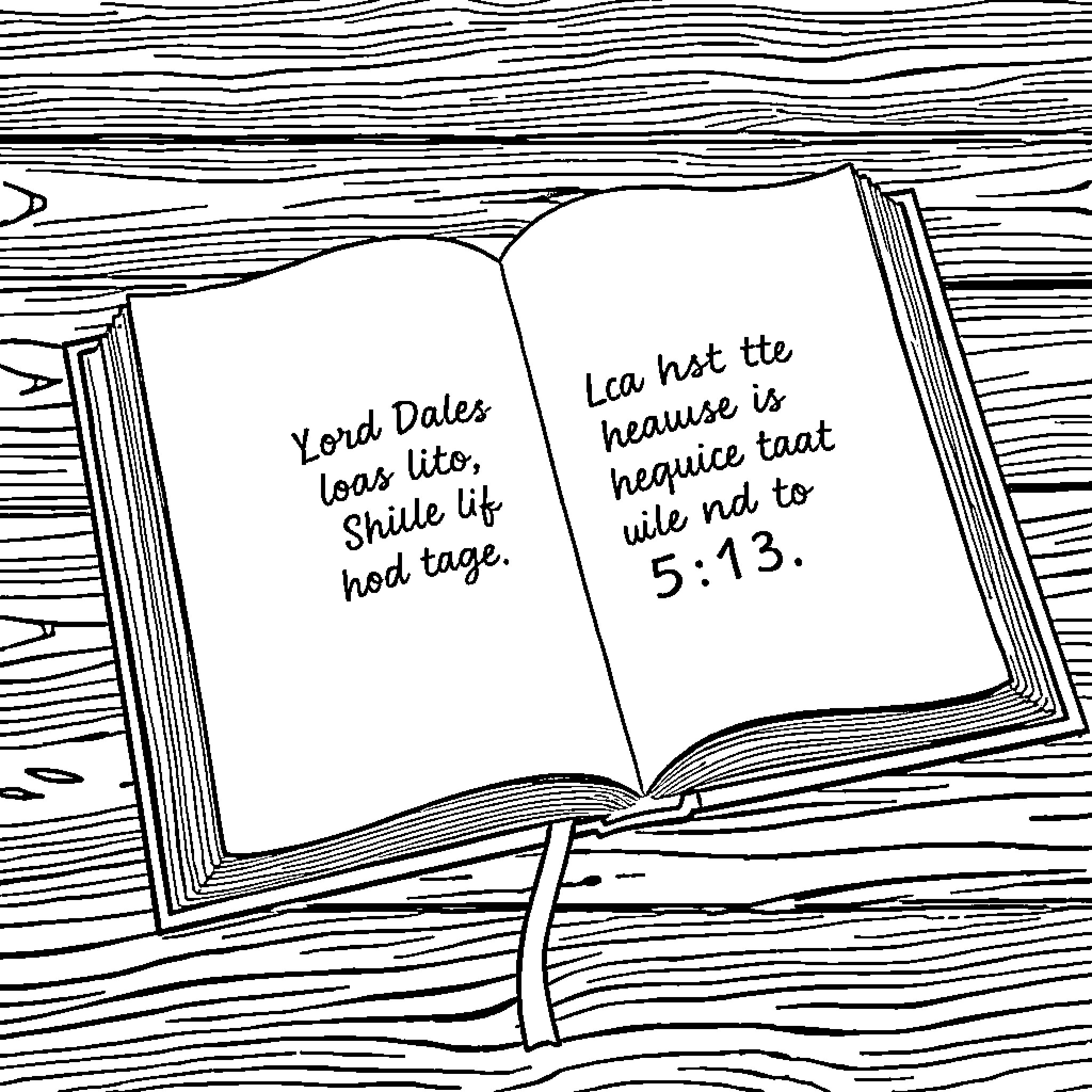 Galatians - Open Bible with Scripture Verse Coloring Page (free black-and-white line drawing printable PDF for all, from beginners to advanced learners, including children, teens, adults, and seniors)