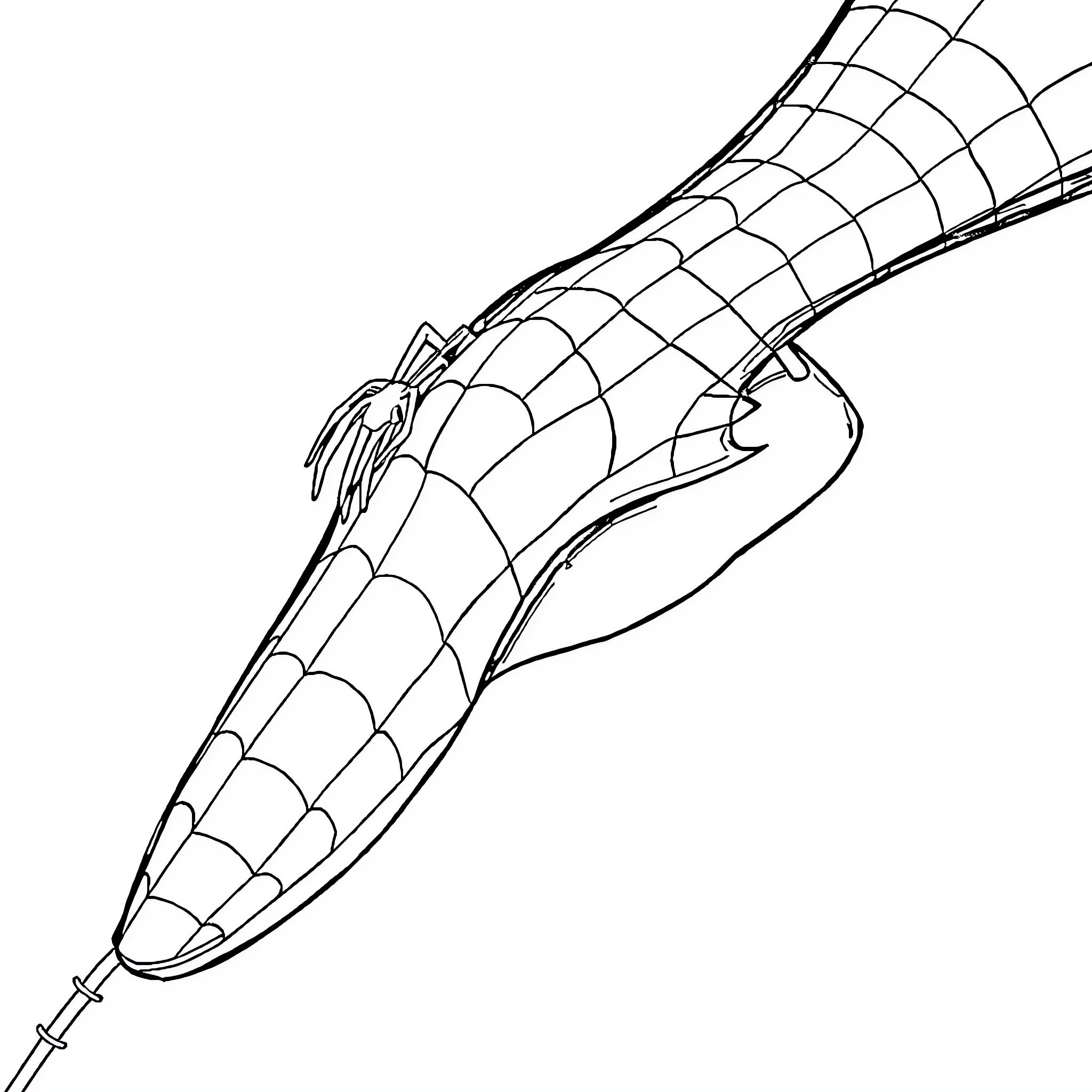 Spider-Man swinging through the city on web Coloring Page (free black-and-white line drawing printable PDF for all, from beginners to advanced learners, including children, teens, adults, and seniors)