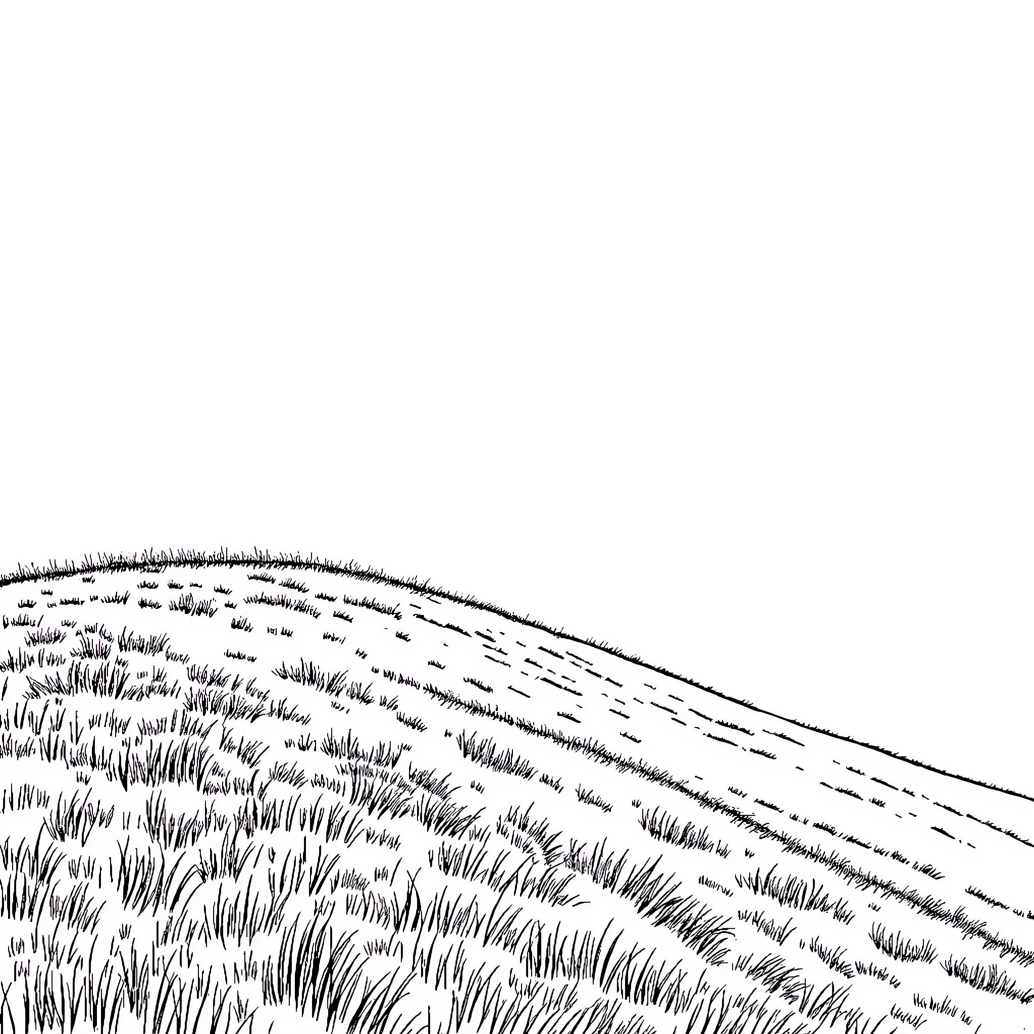 Hill with rolling grassy landscape Coloring Page (free black-and-white line drawing printable PDF for all, from beginners to advanced learners, including children, teens, adults, and seniors)
