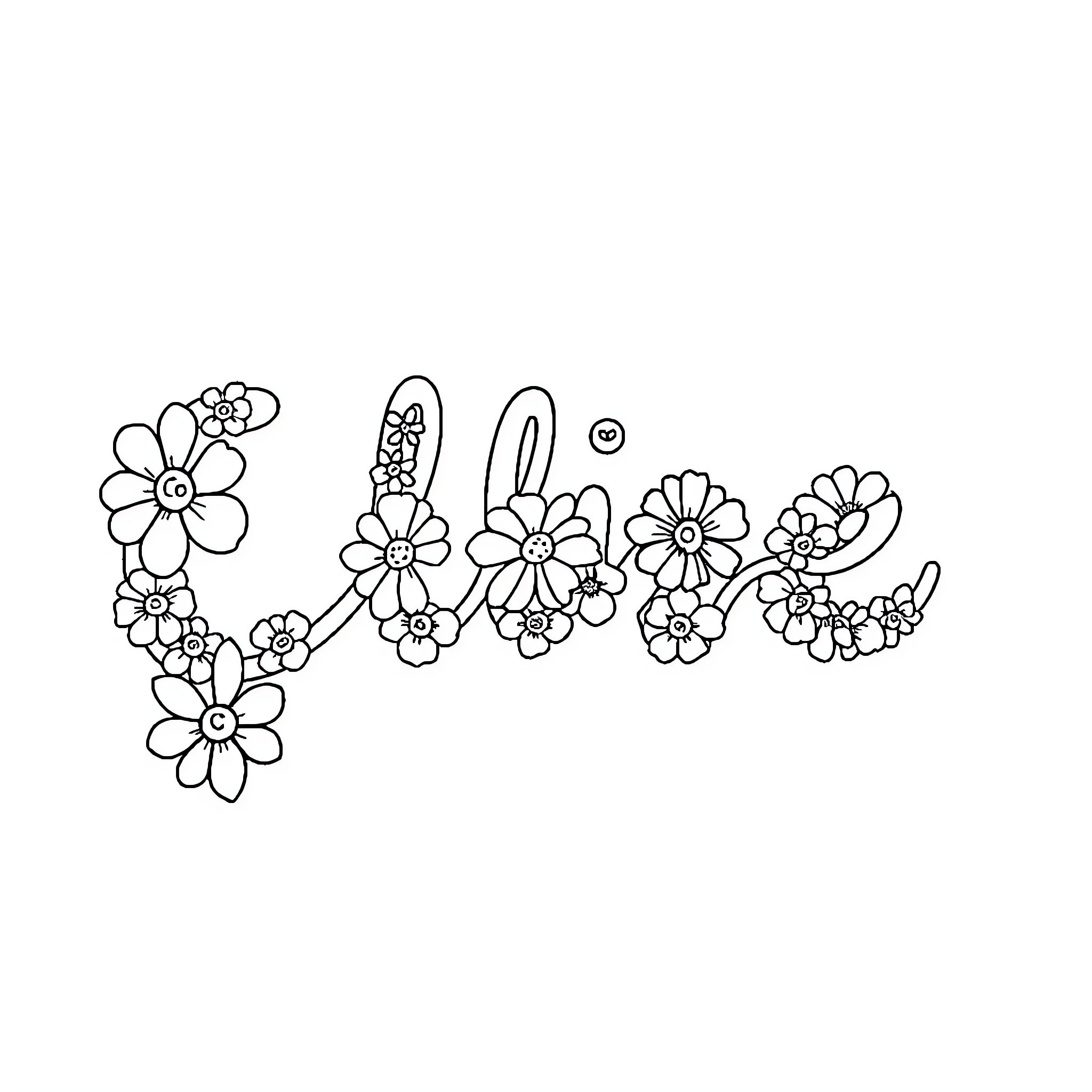 Flower design with whimsical floral elements Coloring Page (free black-and-white line drawing printable PDF for all, from beginners to advanced learners, including children, teens, adults, and seniors)