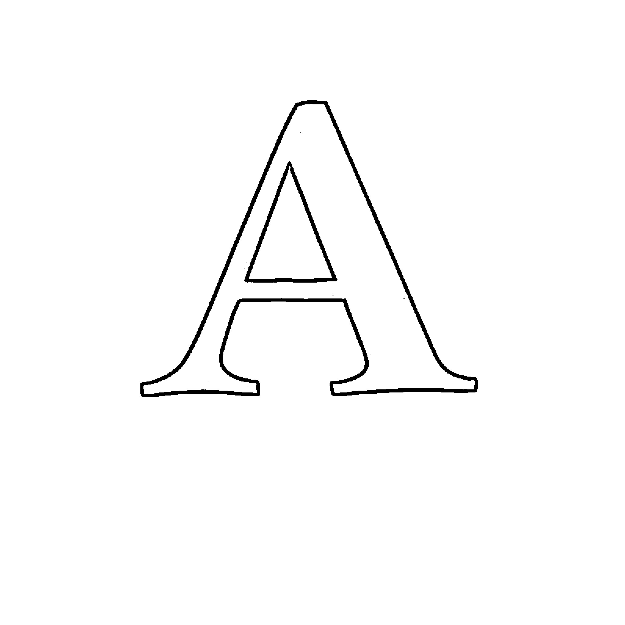 Letter A Outline Illustration Coloring Page (free black-and-white line drawing printable PDF for all, from beginners to advanced learners, including children, teens, adults, and seniors)