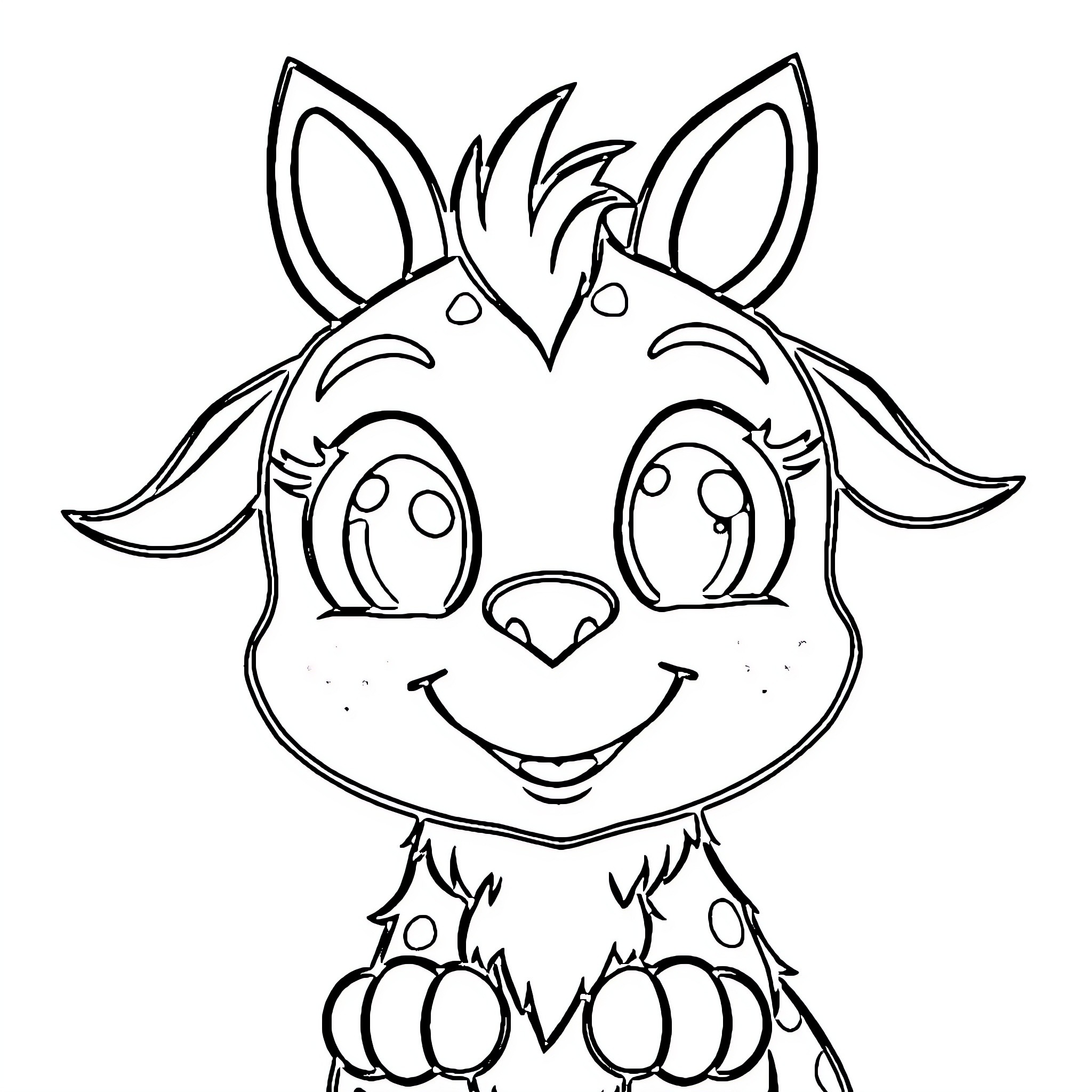 Animal with large ears and friendly expression Coloring Page (free black-and-white line drawing printable PDF for all, from beginners to advanced learners, including children, teens, adults, and seniors)