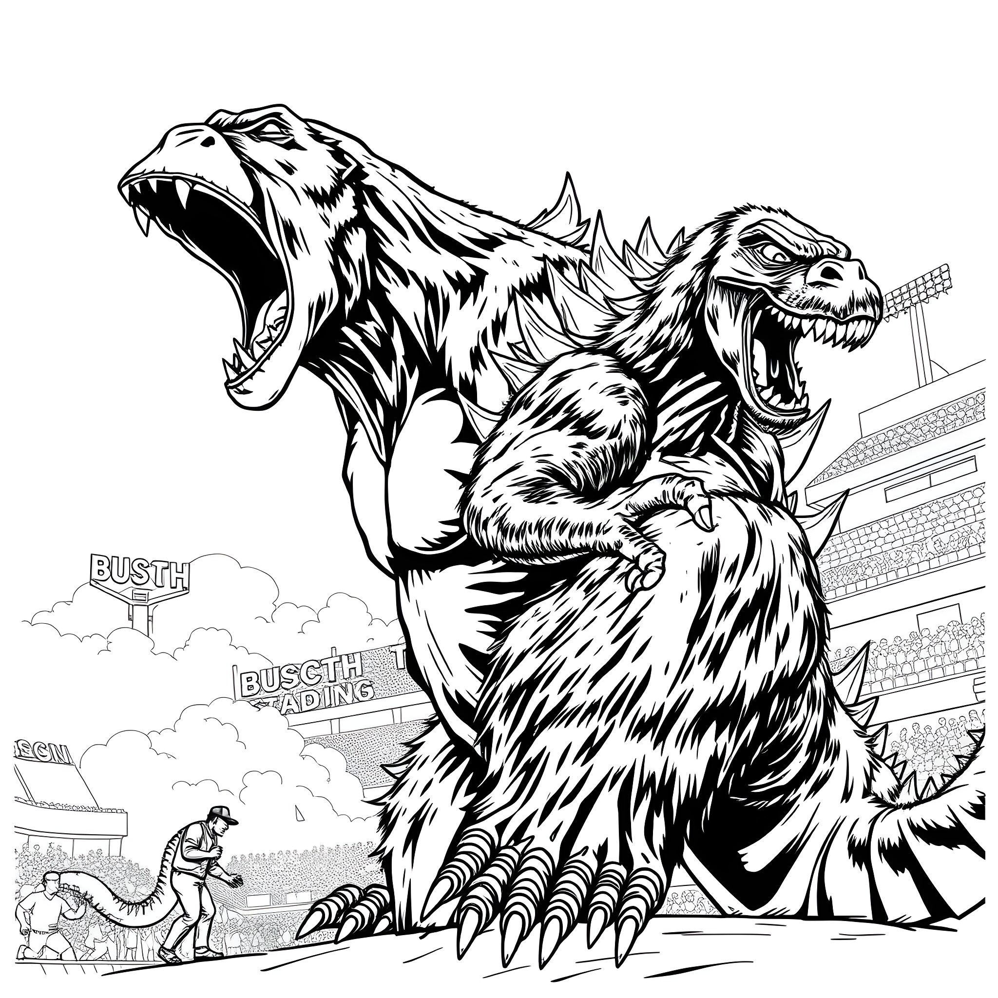 King of the Beasts Unleashes Mighty Roar Coloring Page (free black-and-white line drawing printable PDF for all, from beginners to advanced learners, including children, teens, adults, and seniors)