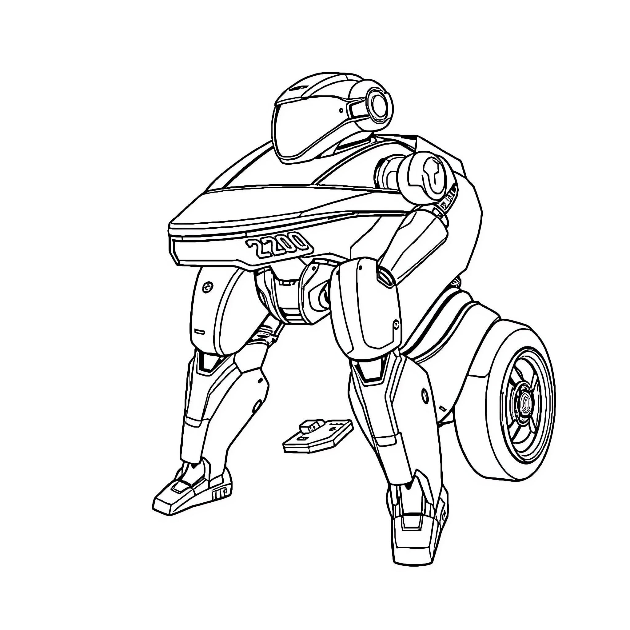 Robot performing mechanical task with tools Coloring Page (free black-and-white line drawing printable PDF for all, from beginners to advanced learners, including children, teens, adults, and seniors)