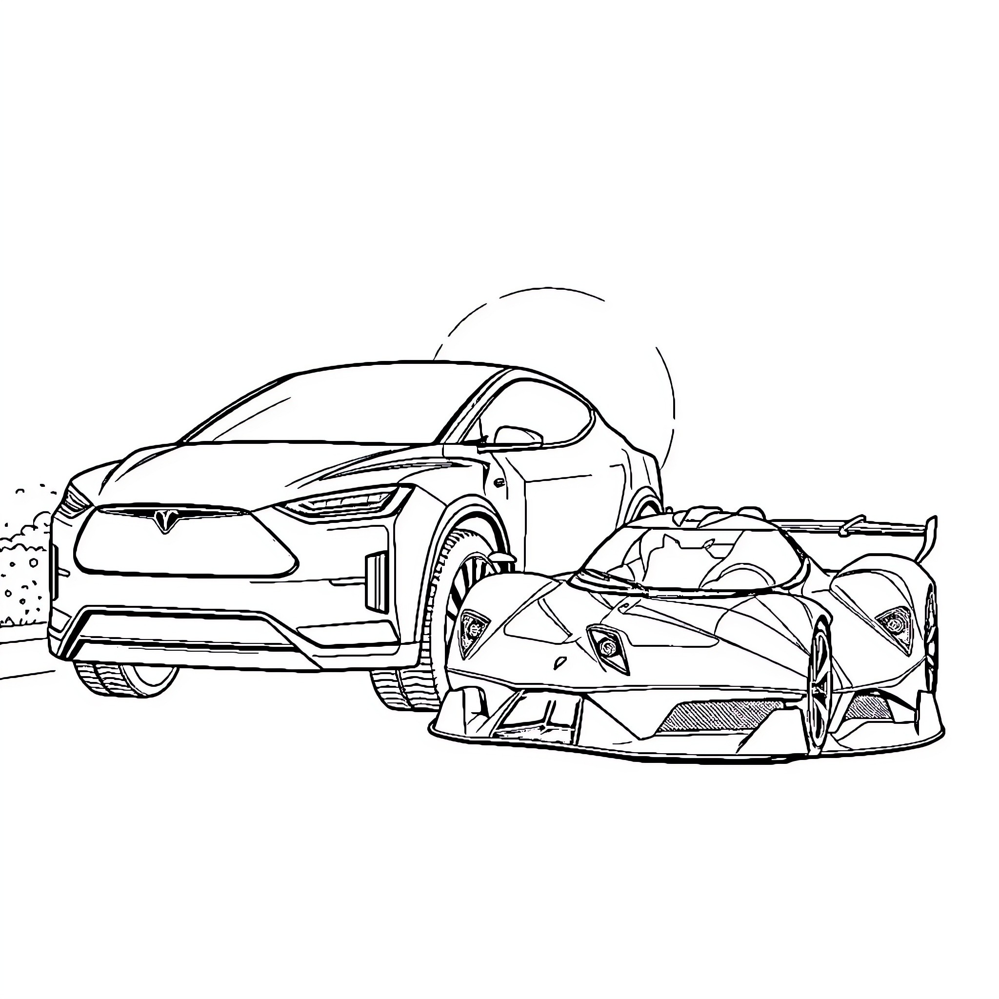 Car collision with damaged vehicles on road Coloring Page (free black-and-white line drawing printable PDF for all, from beginners to advanced learners, including children, teens, adults, and seniors)