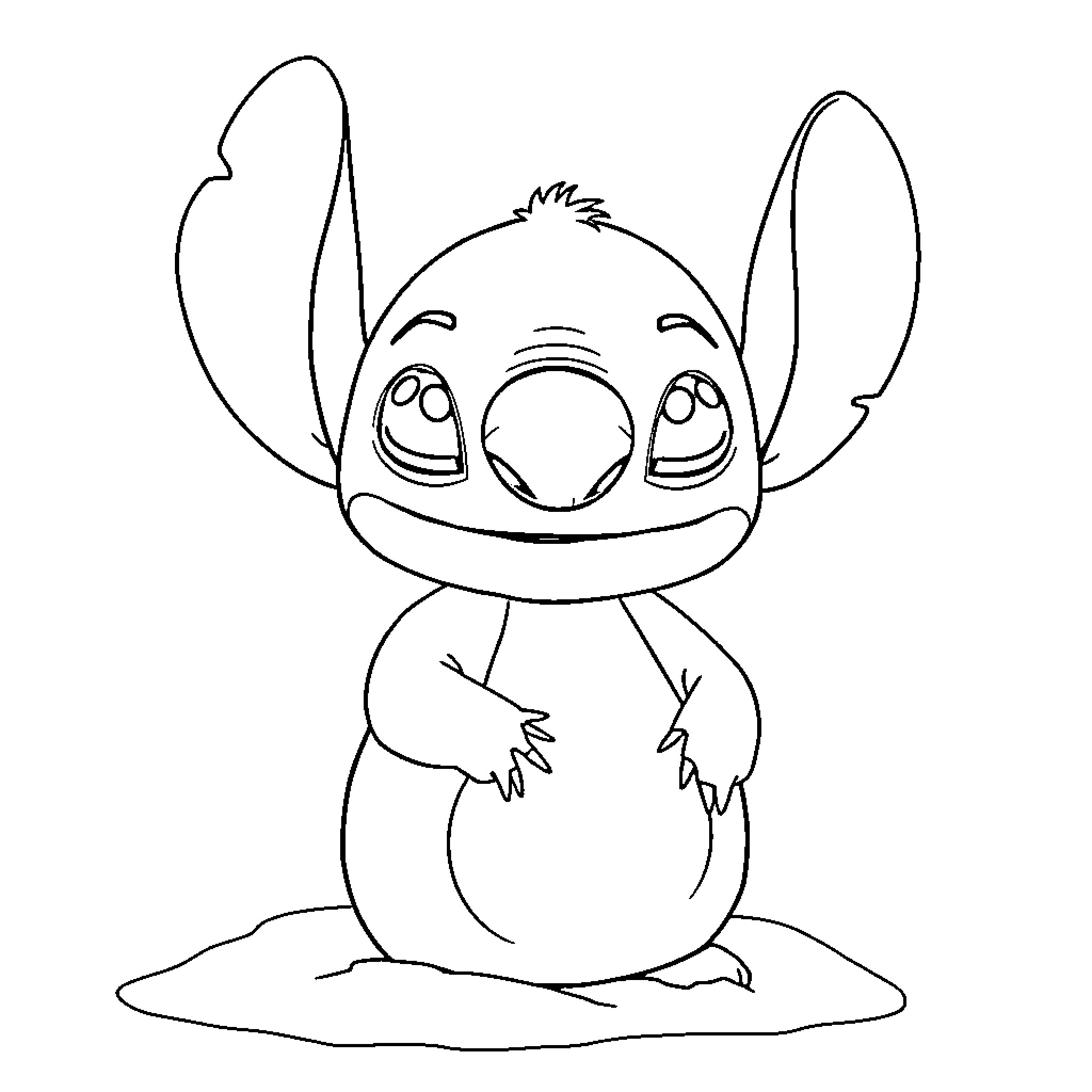 Snowman-like character with big eyes and smile Coloring Page (free black-and-white line drawing printable PDF for all, from beginners to advanced learners, including children, teens, adults, and seniors)