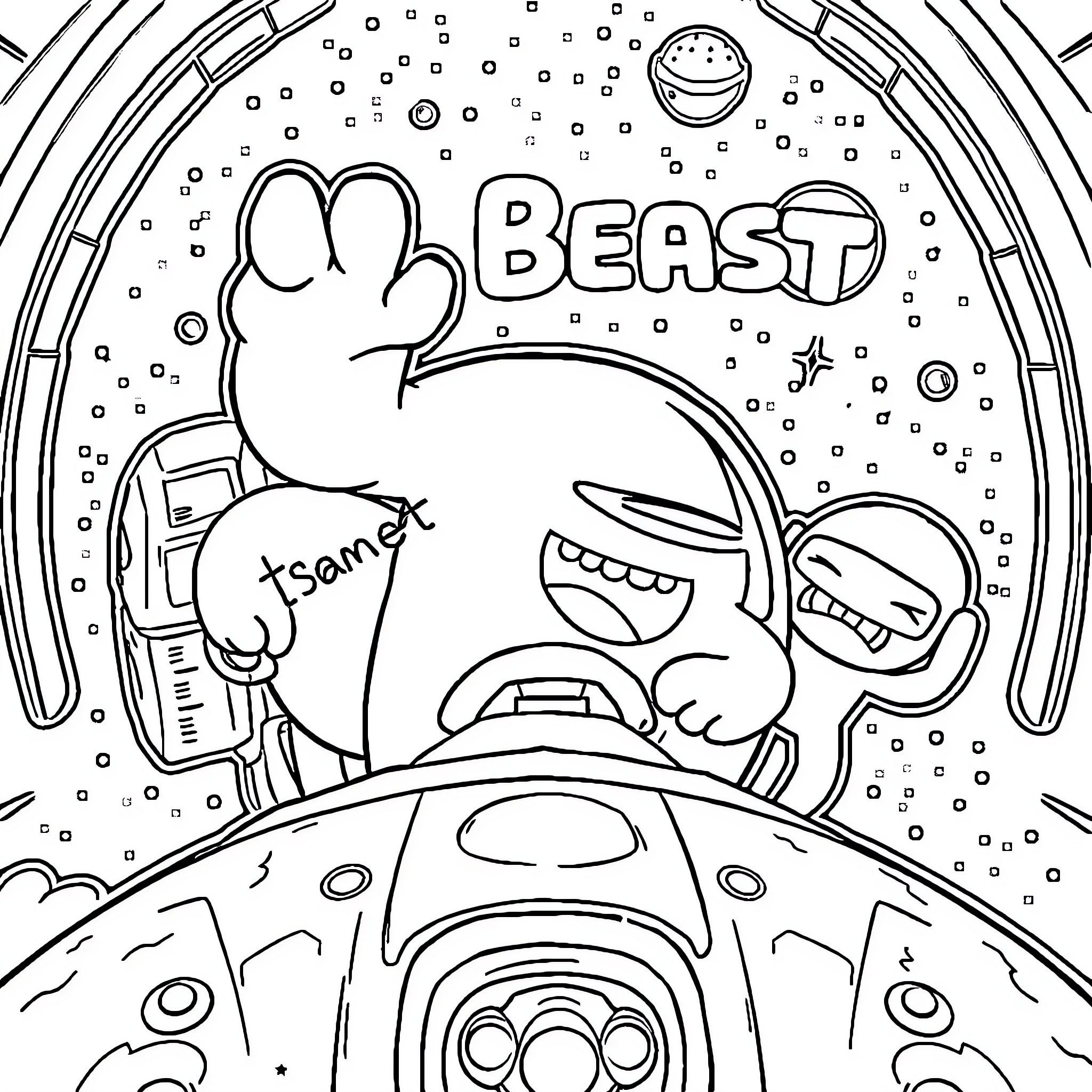 Among Us Beast Coloring Page Coloring Page (free black-and-white line drawing printable PDF for all, from beginners to advanced learners, including children, teens, adults, and seniors)