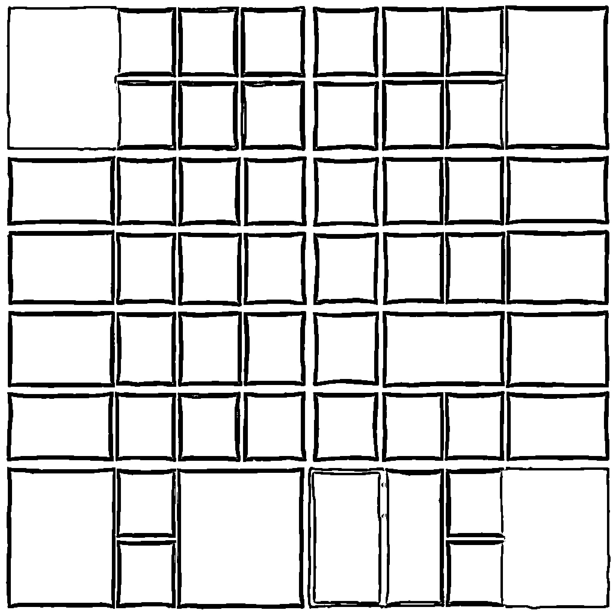 Square grid patterns in black and white Coloring Page (free black-and-white line drawing printable PDF for all, from beginners to advanced learners, including children, teens, adults, and seniors)