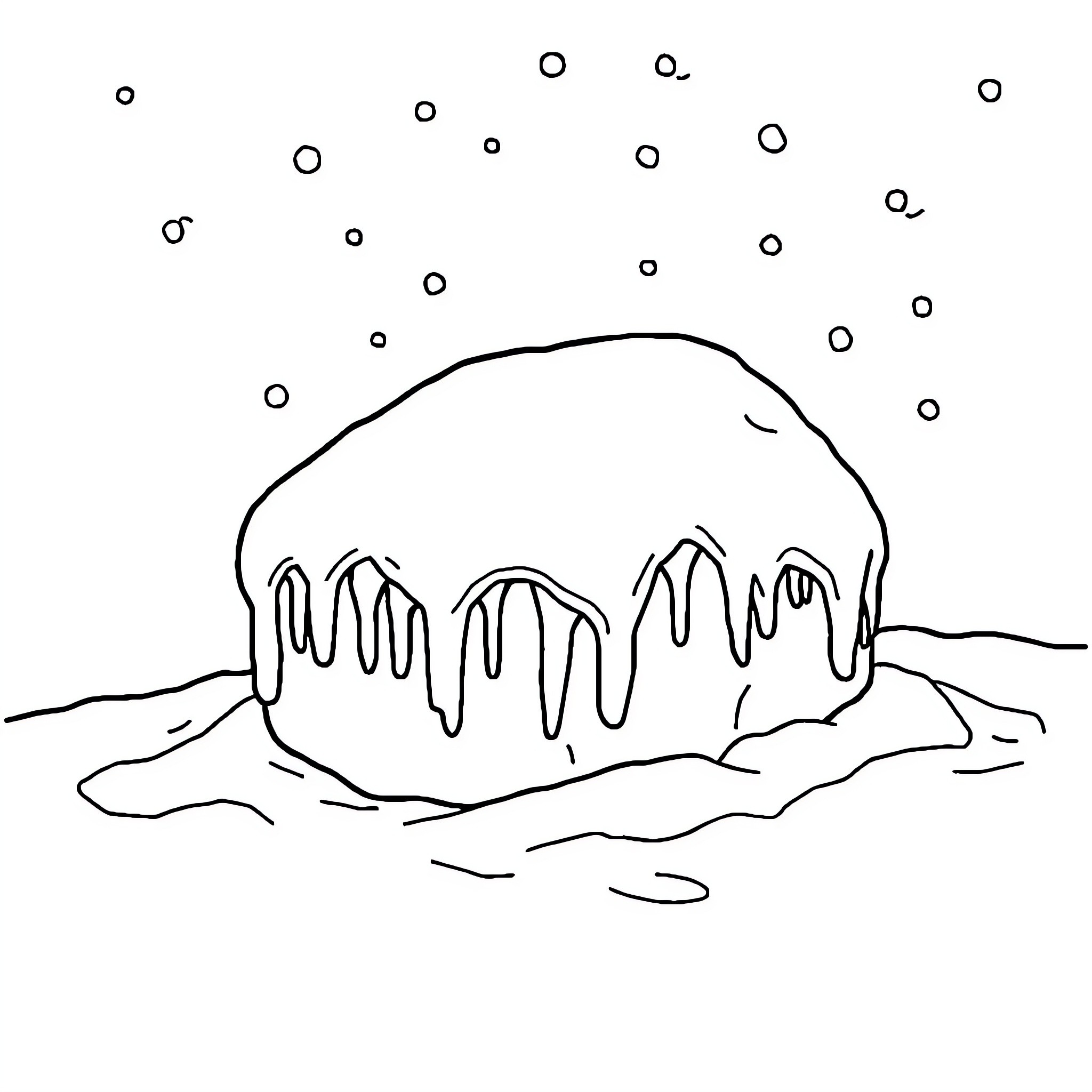 Frozen Icy Landscape with Snowy Mounds Coloring Page (free black-and-white line drawing printable PDF for all, from beginners to advanced learners, including children, teens, adults, and seniors)
