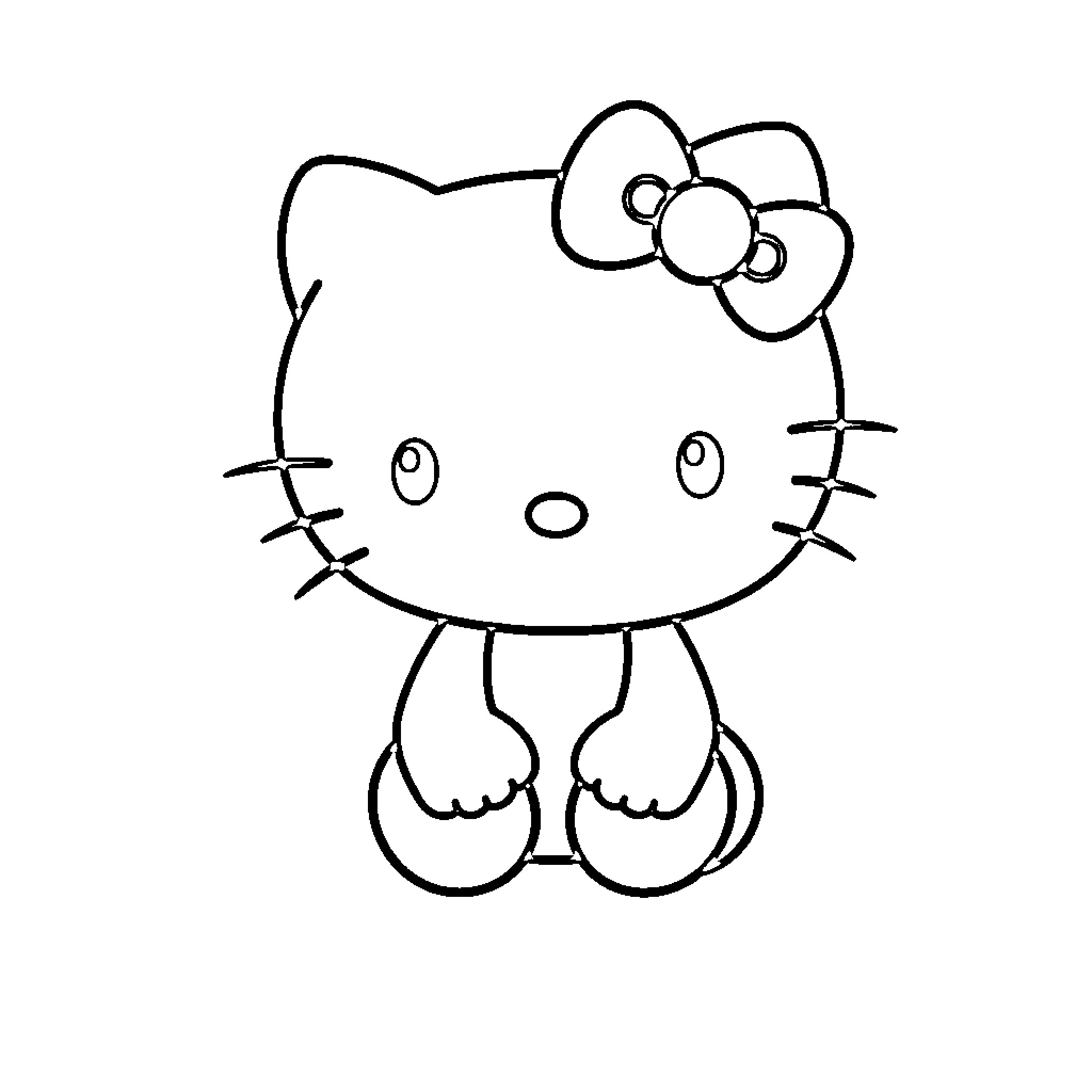 Hello Kitty Simple Sketch Coloring Page (free black-and-white line drawing printable PDF for all, from beginners to advanced learners, including children, teens, adults, and seniors)