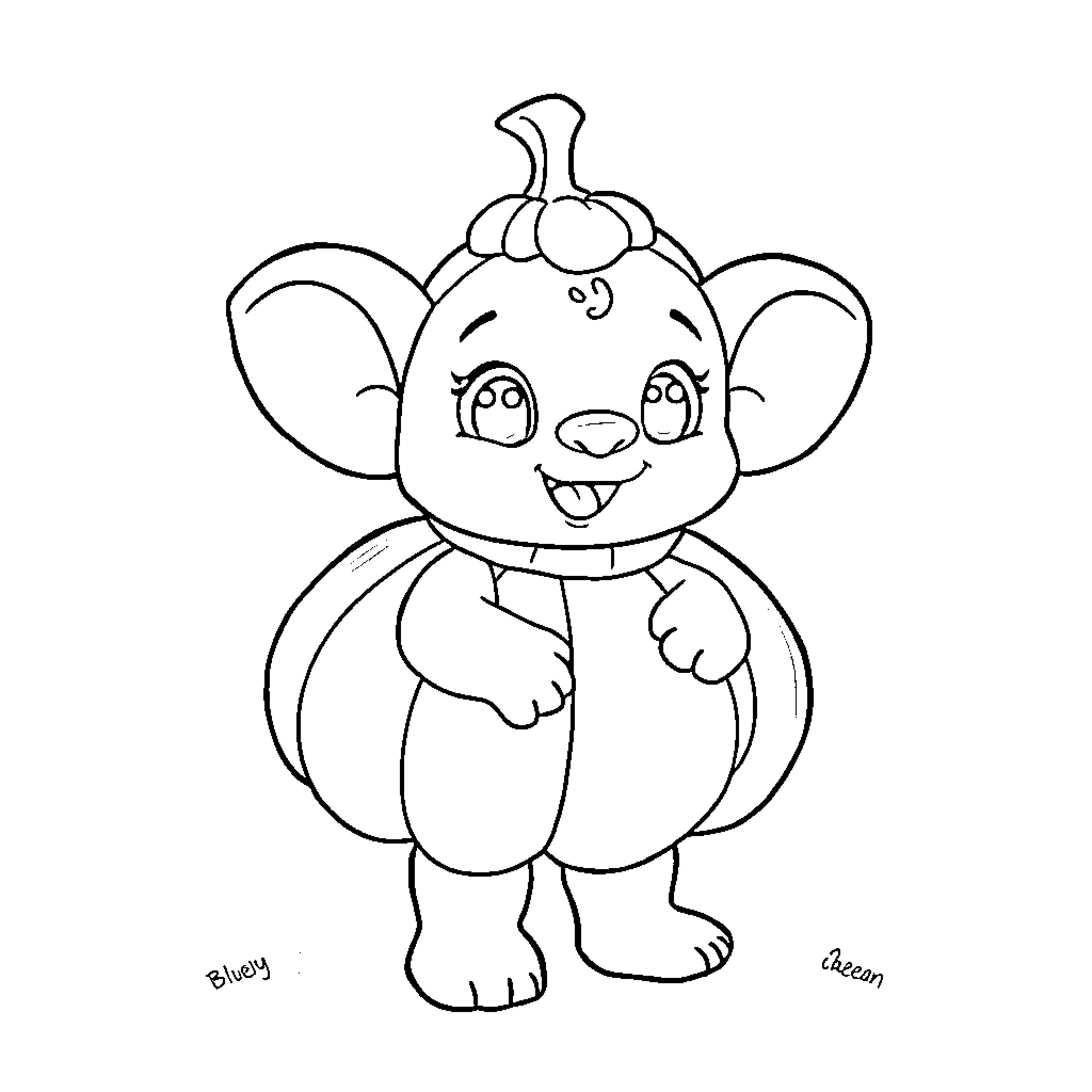 Bluey delighted by a fun adventure Coloring Page (free black-and-white line drawing printable PDF for all, from beginners to advanced learners, including children, teens, adults, and seniors)