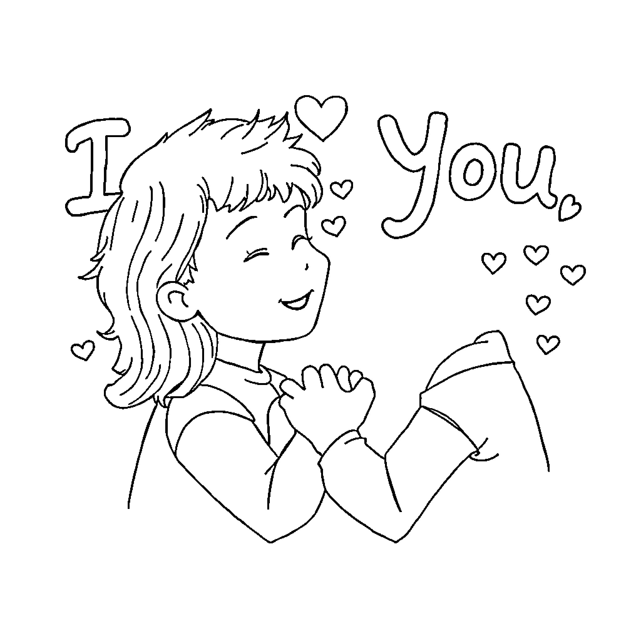 Matthew expressing affection with hearts Coloring Page (free black-and-white line drawing printable PDF for all, from beginners to advanced learners, including children, teens, adults, and seniors)