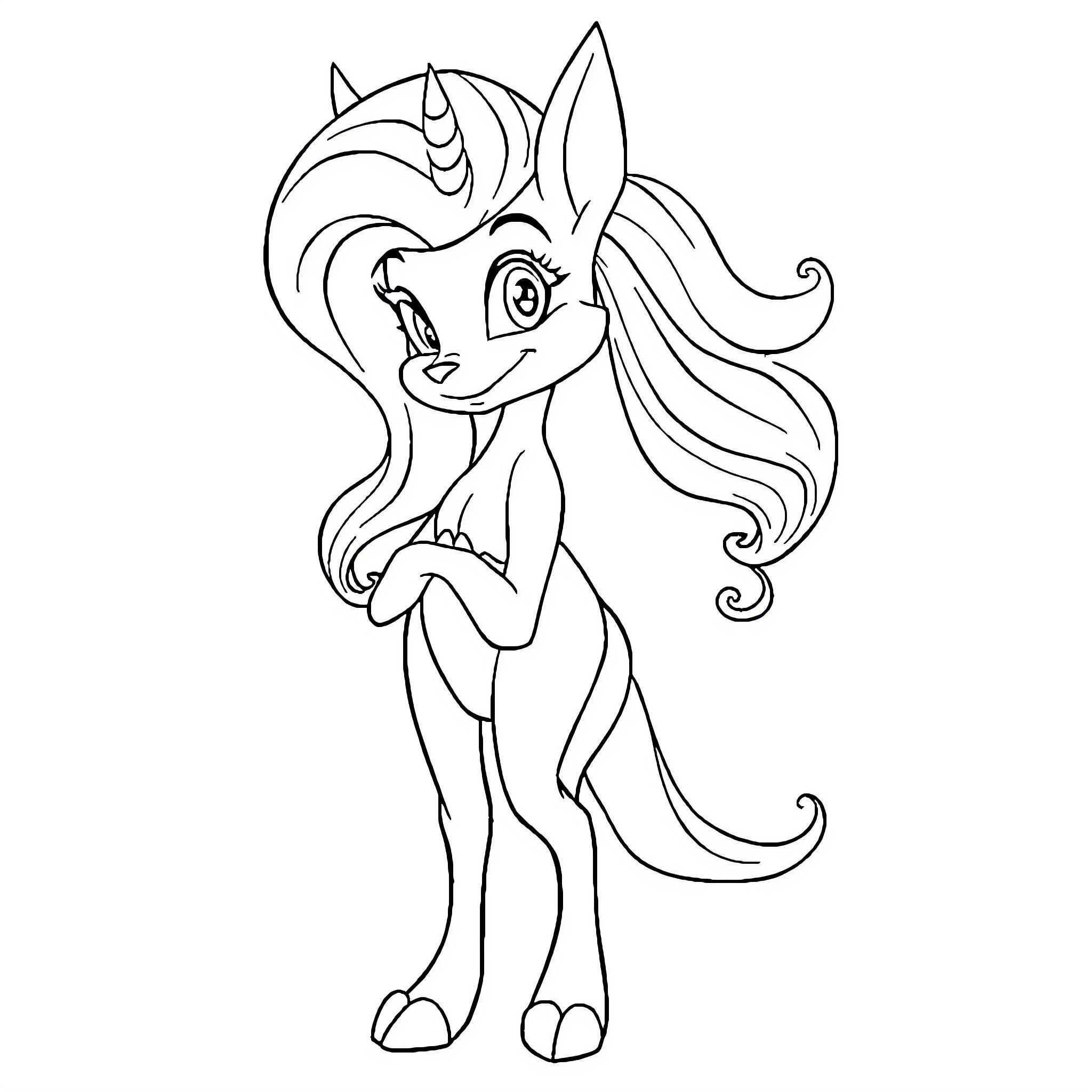 Goodra standing joyfully in a whimsical pose Coloring Page (free black-and-white line drawing printable PDF for all, from beginners to advanced learners, including children, teens, adults, and seniors)