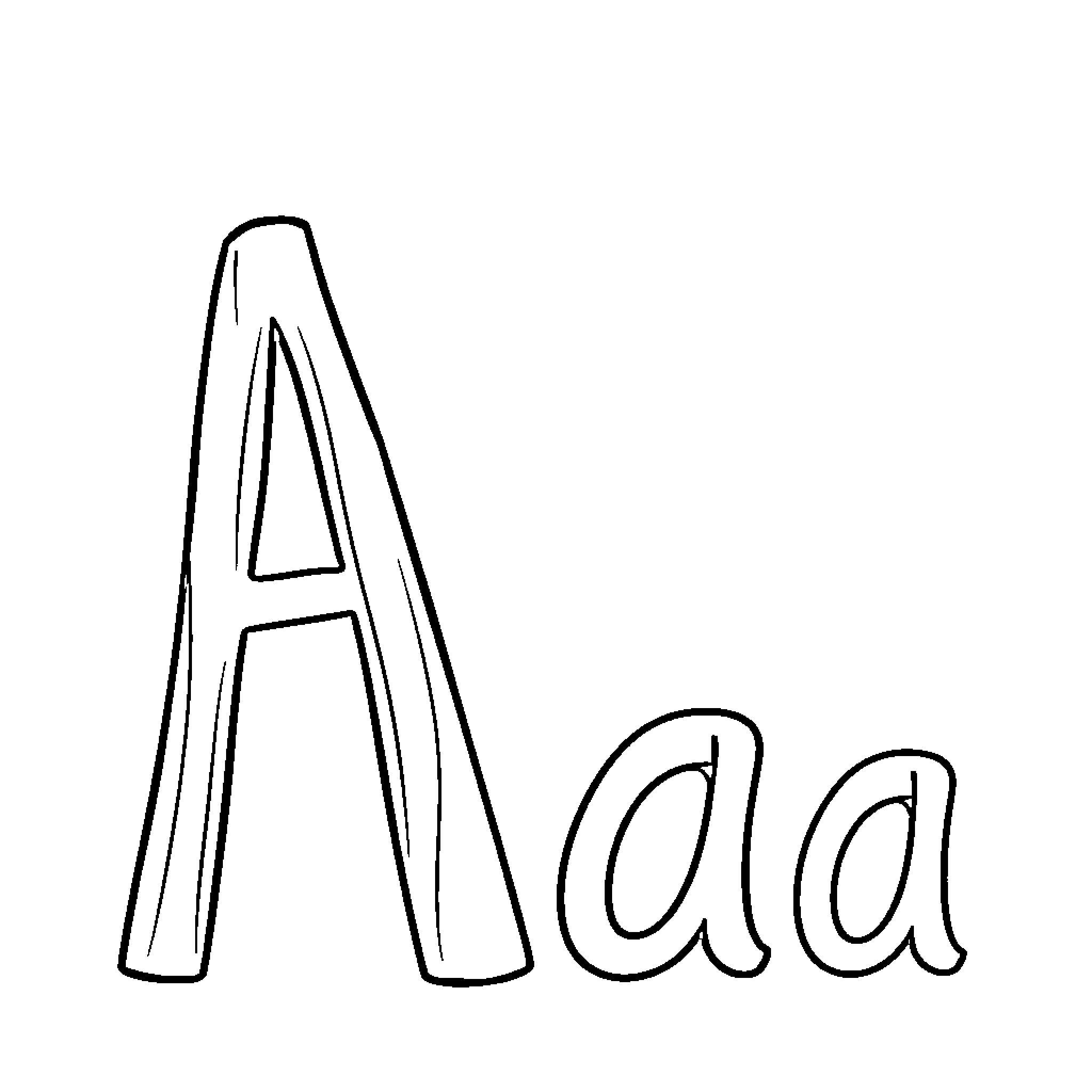 Letter A displayed in stylized uppercase and lowercase forms Coloring Page (free black-and-white line drawing printable PDF for all, from beginners to advanced learners, including children, teens, adults, and seniors)