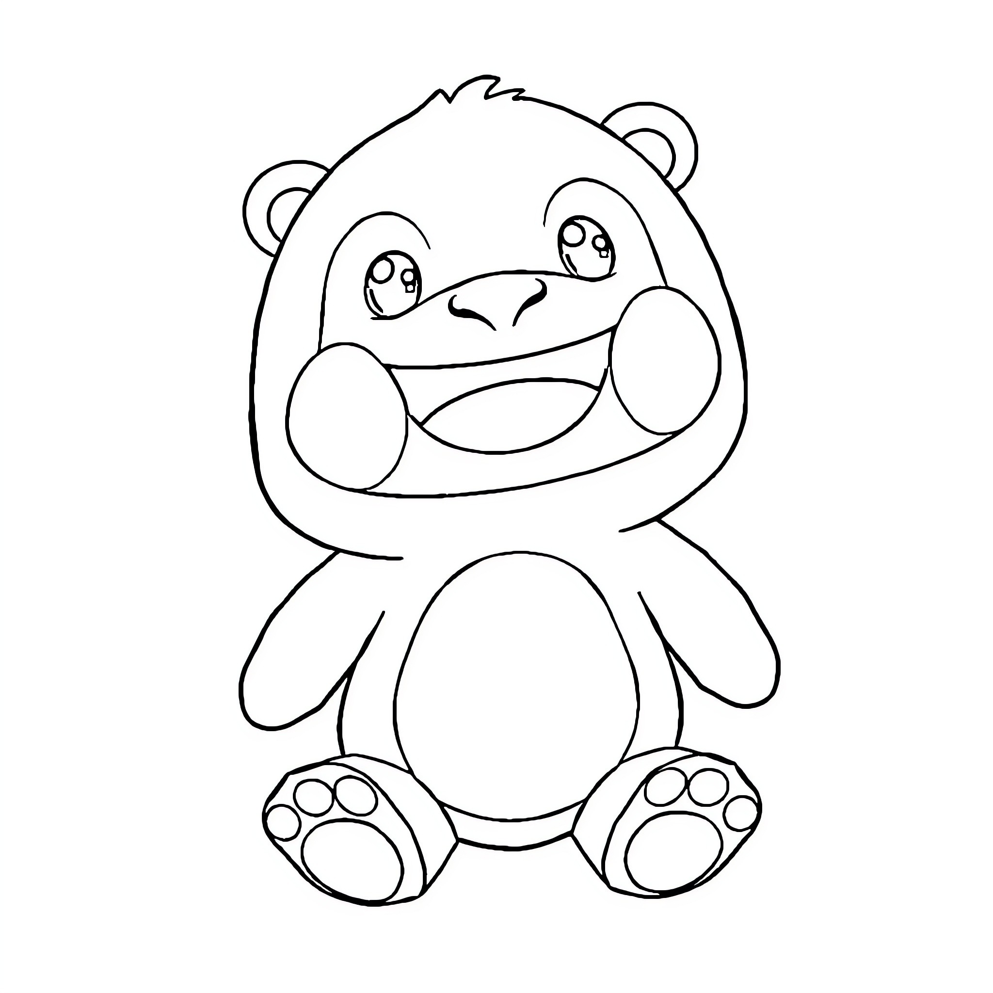 Labubu the Cheerful Stuffed Animal Coloring Page (free black-and-white line drawing printable PDF for all, from beginners to advanced learners, including children, teens, adults, and seniors)