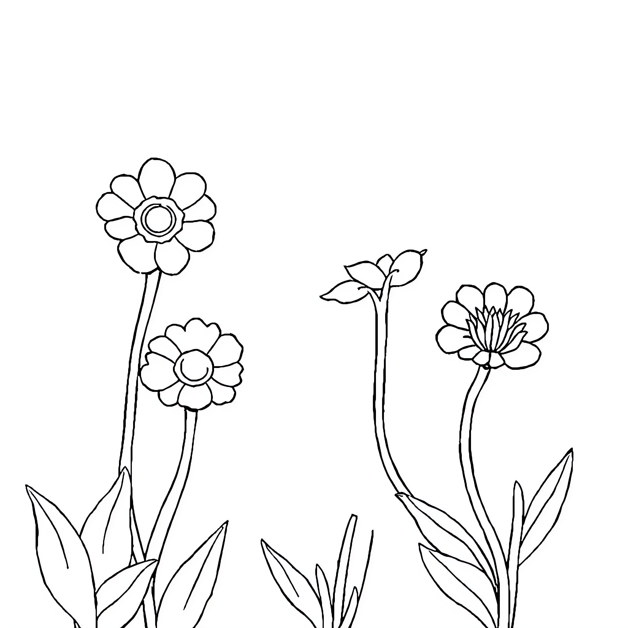 Alzheimer's Patient Enjoying Floral Garden Coloring Page (free black-and-white line drawing printable PDF for all, from beginners to advanced learners, including children, teens, adults, and seniors)