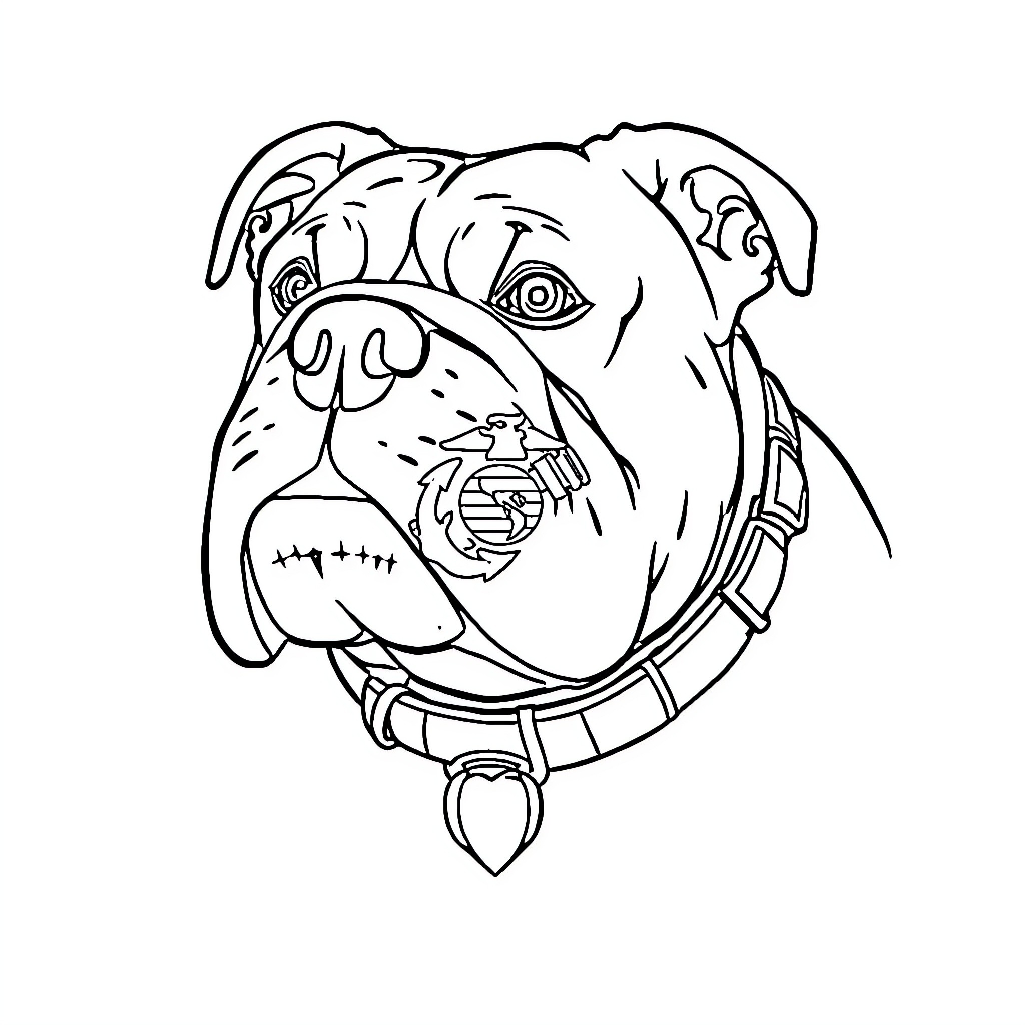 Bulldog with intricate tattoo-like markings Coloring Page (free black-and-white line drawing printable PDF for all, from beginners to advanced learners, including children, teens, adults, and seniors)
