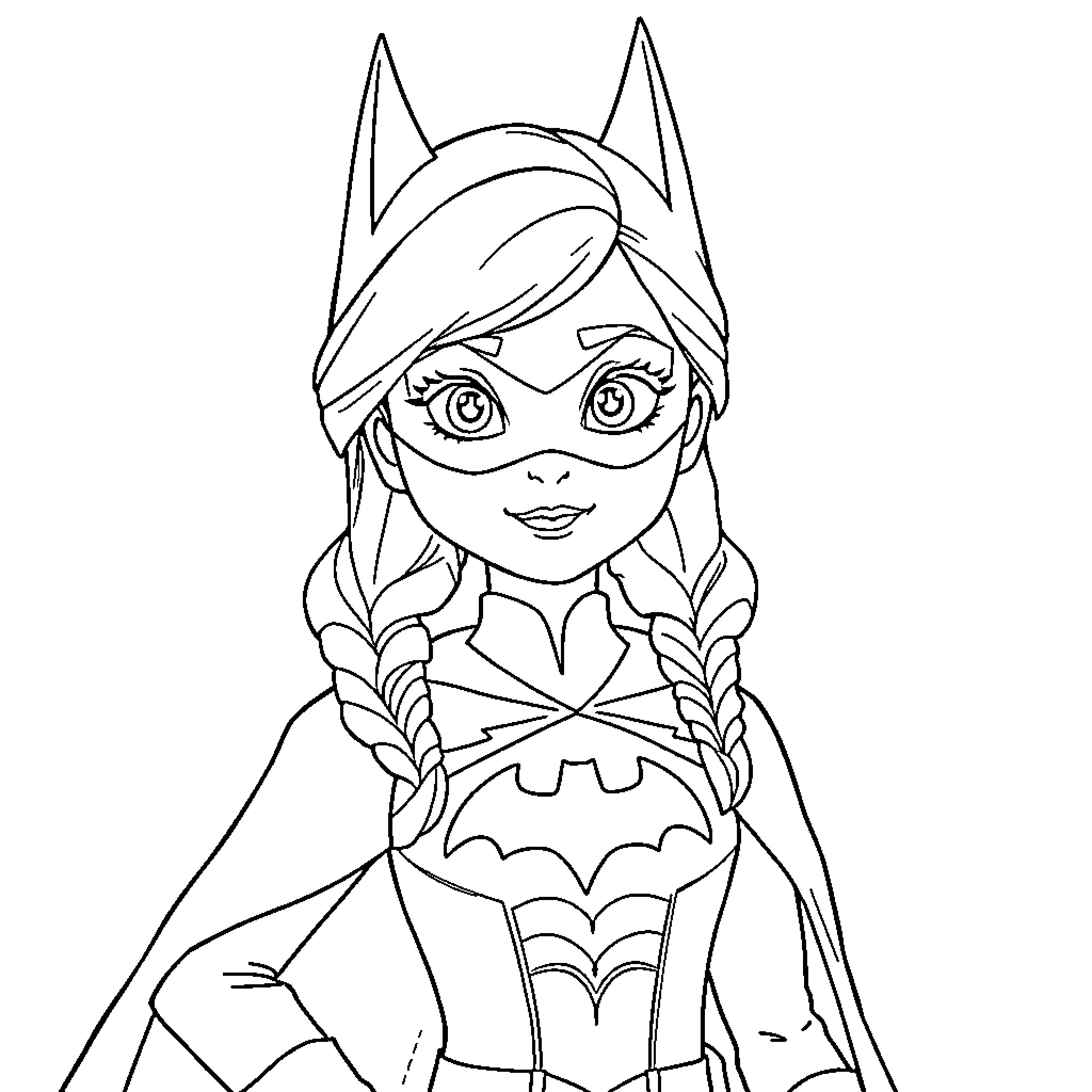 Anna as a superhero in costume Coloring Page (free black-and-white line drawing printable PDF for all, from beginners to advanced learners, including children, teens, adults, and seniors)