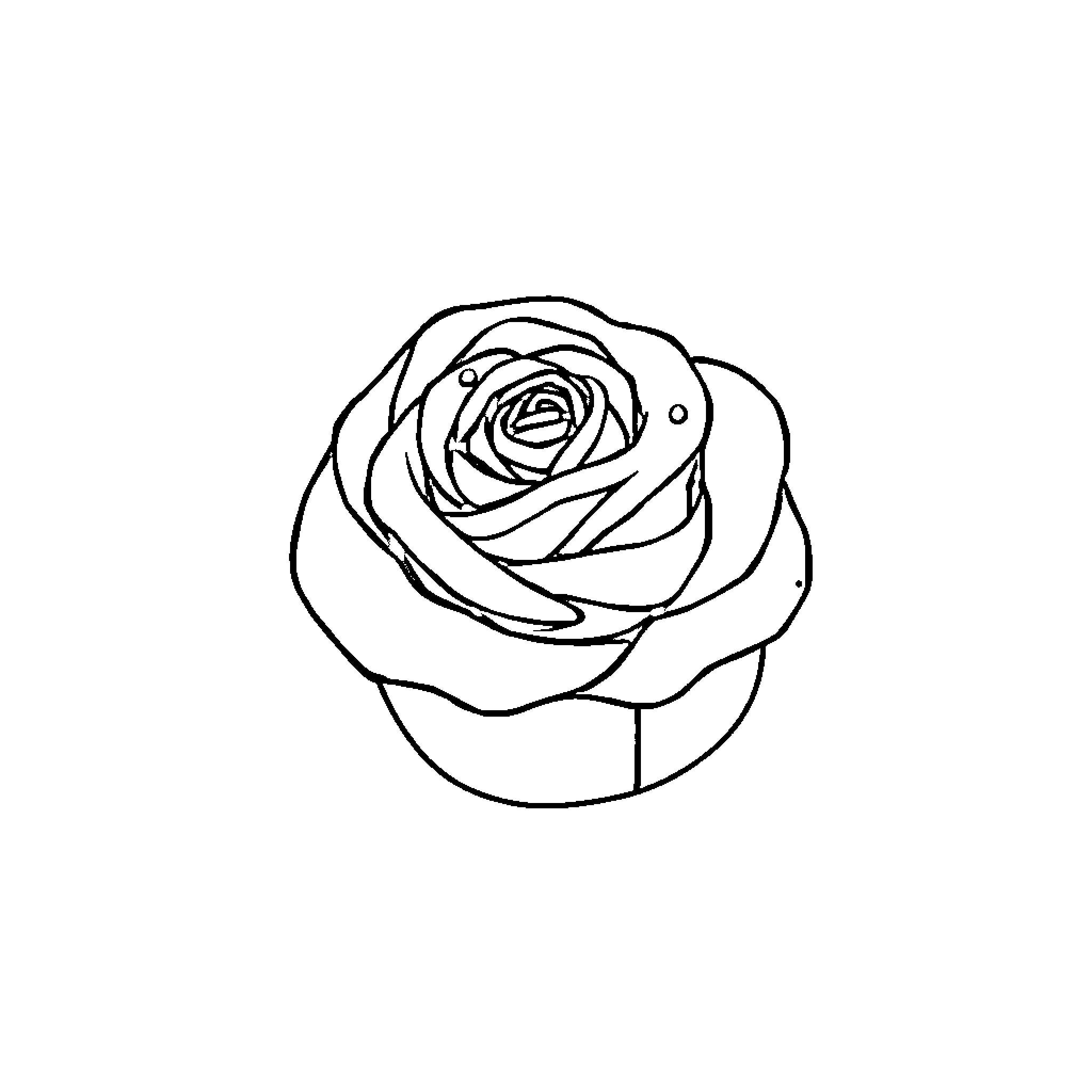 Donut-shaped rose sketch Coloring Page (free black-and-white line drawing printable PDF for all, from beginners to advanced learners, including children, teens, adults, and seniors)