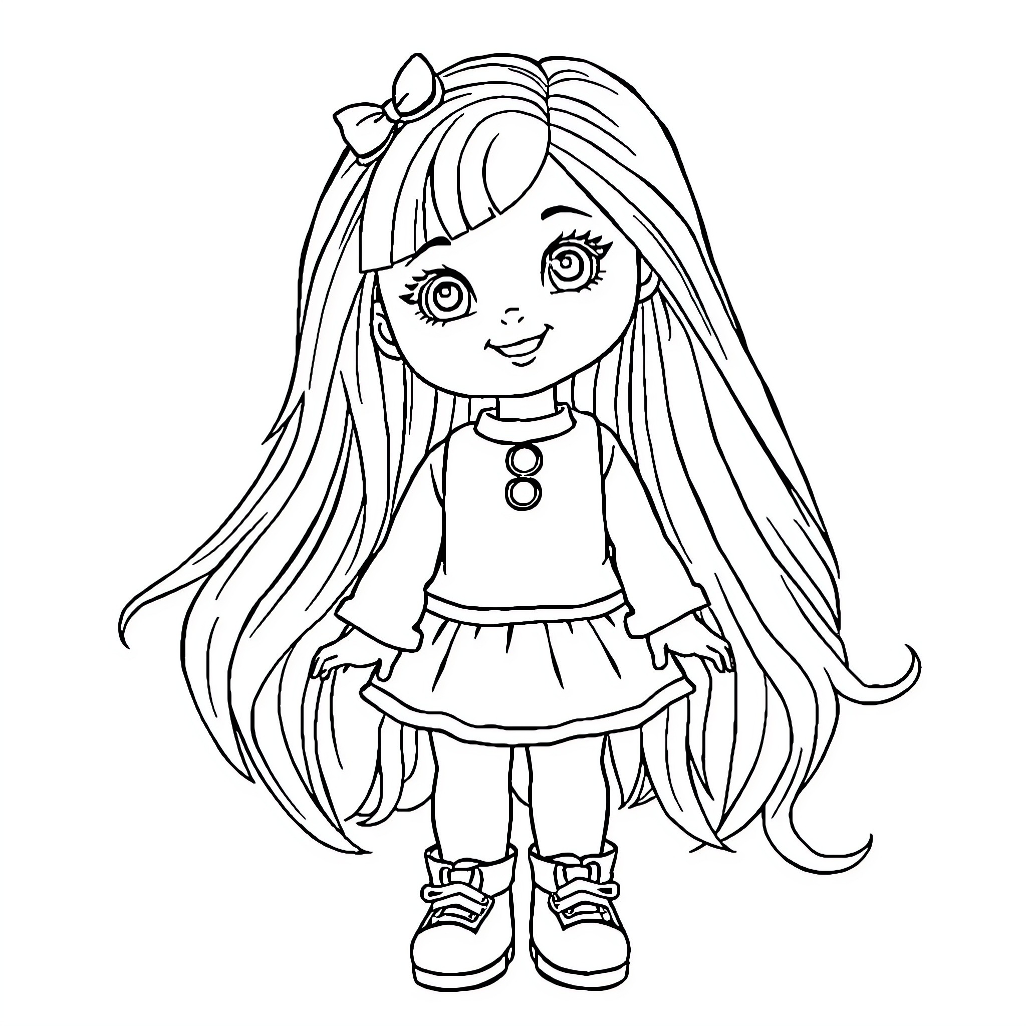 Barby playing with her friends Coloring Page (free black-and-white line drawing printable PDF for all, from beginners to advanced learners, including children, teens, adults, and seniors)