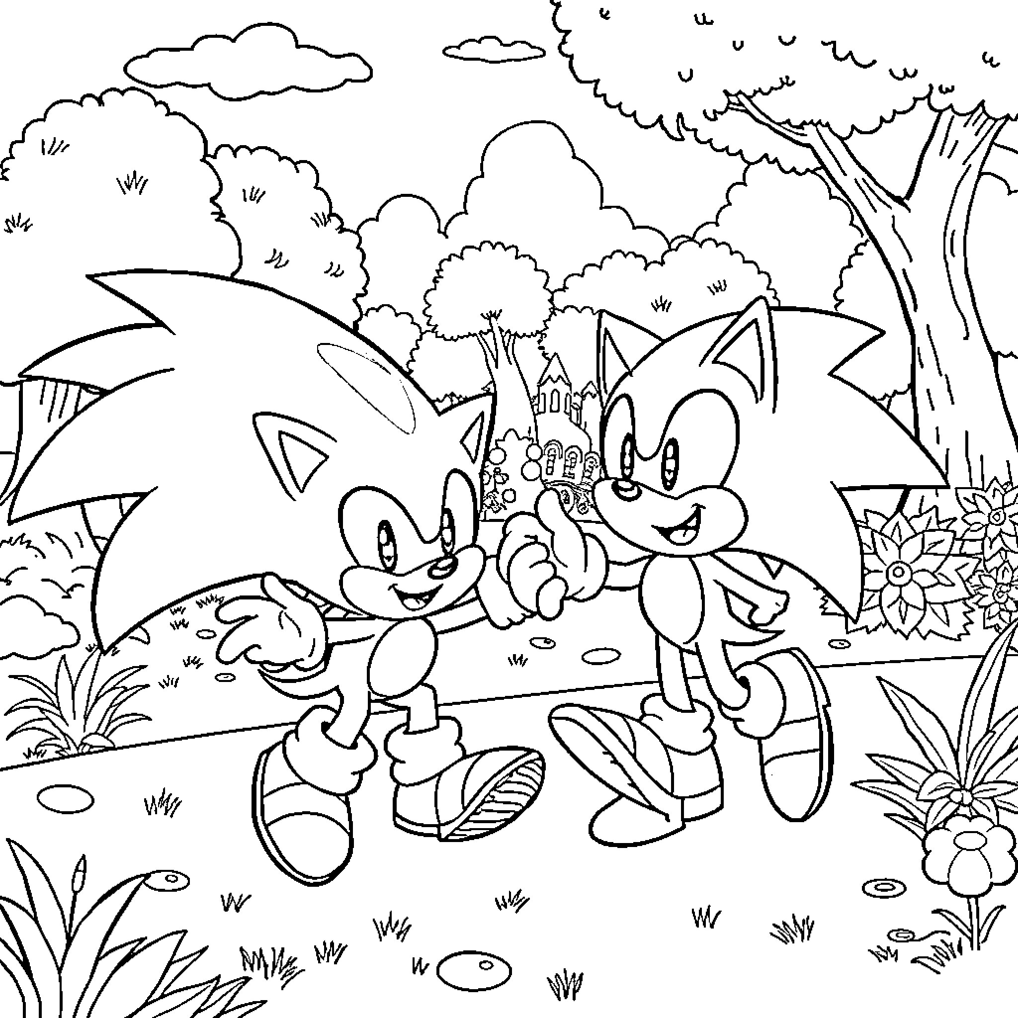 Labubu's Fun Adventure in the Enchanted Forest Coloring Page (free black-and-white line drawing printable PDF for all, from beginners to advanced learners, including children, teens, adults, and seniors)