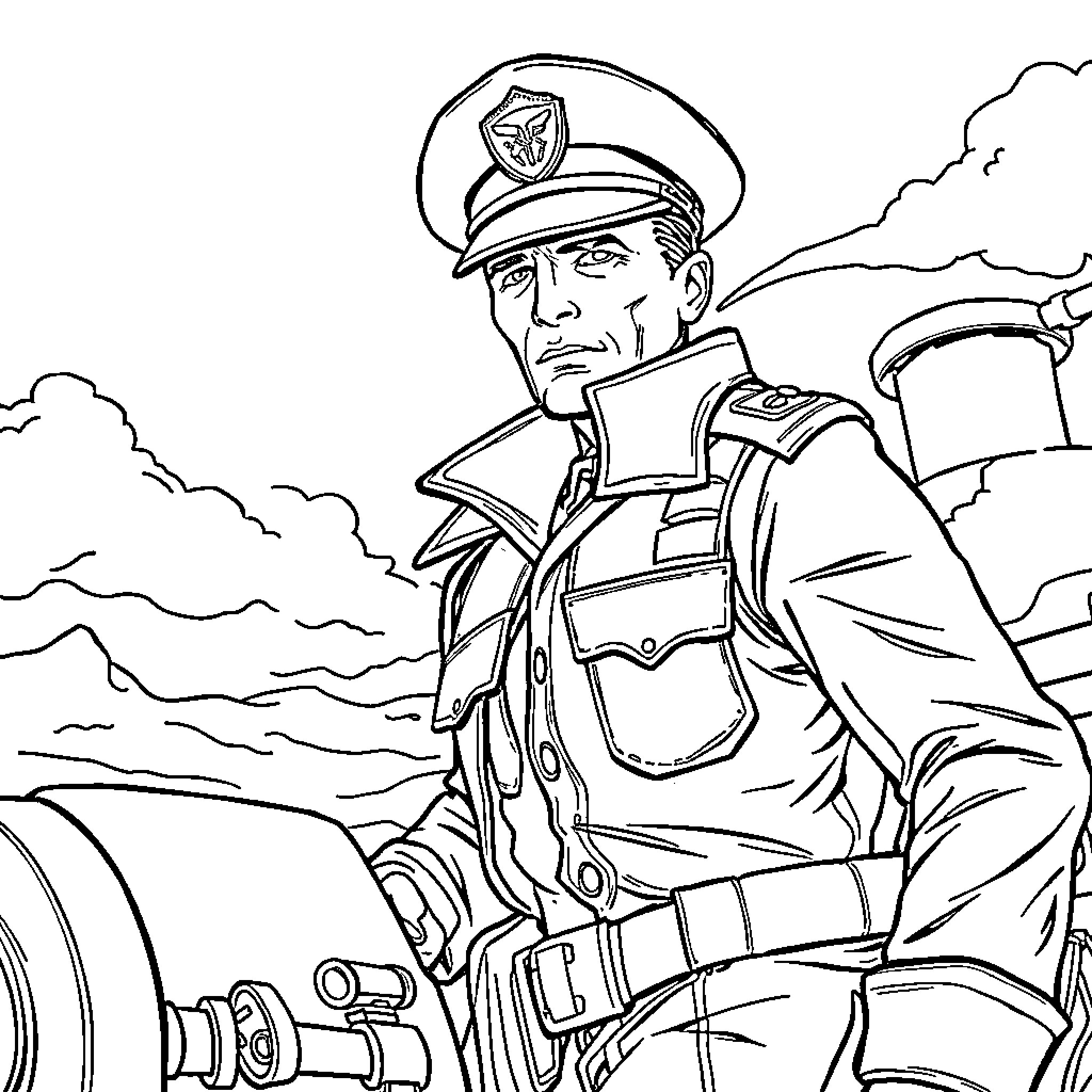 Marin's Commanding Presence in the Storm Coloring Page (free black-and-white line drawing printable PDF for all, from beginners to advanced learners, including children, teens, adults, and seniors)