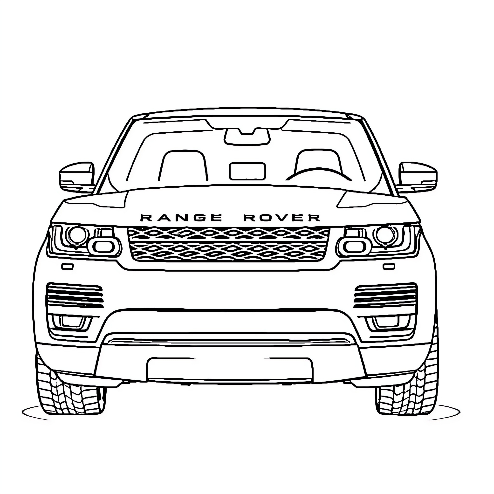 Car featuring the Range Rover brand Coloring Page (free black-and-white line drawing printable PDF for all, from beginners to advanced learners, including children, teens, adults, and seniors)
