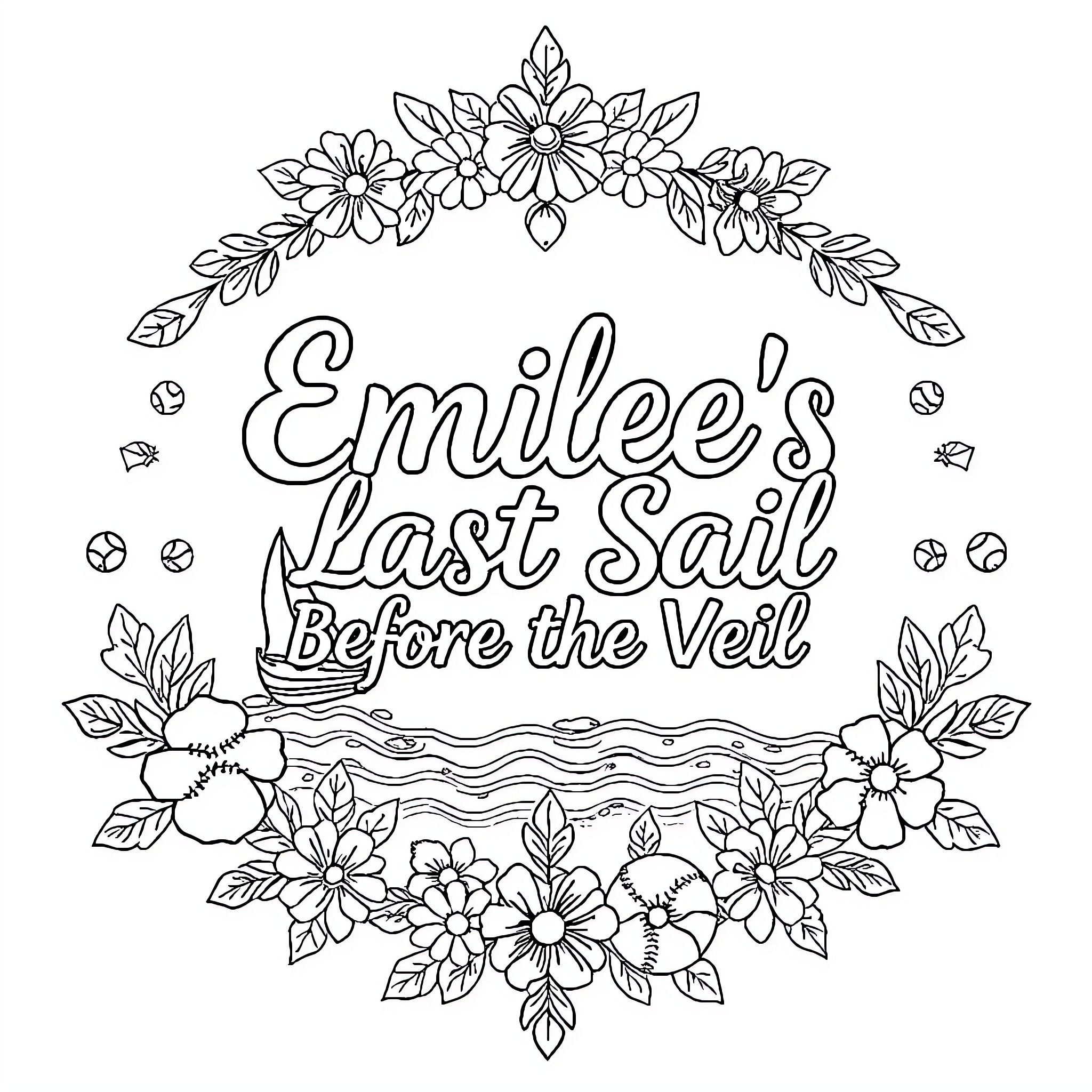Emilee's Last Sail Before the Veil Coloring Page (free black-and-white line drawing printable PDF for all, from beginners to advanced learners, including children, teens, adults, and seniors)
