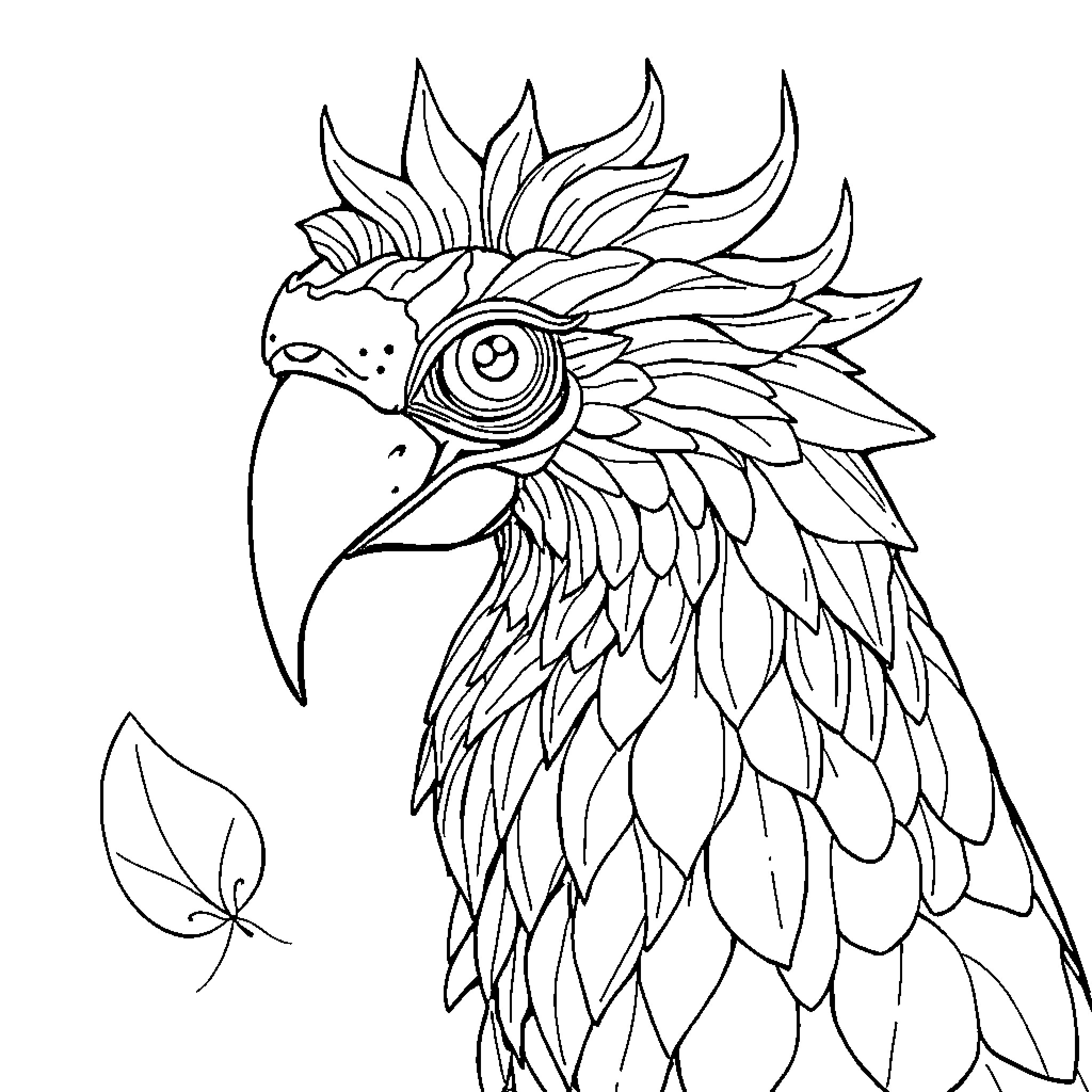 Ilustrado Feathered Parrot in Detailed Sketch Coloring Page (free black-and-white line drawing printable PDF for all, from beginners to advanced learners, including children, teens, adults, and seniors)