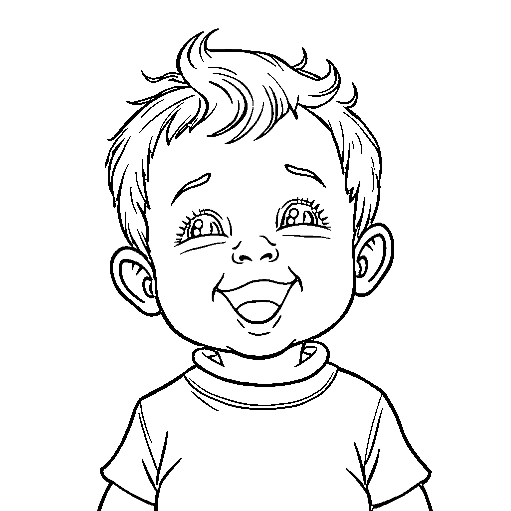Bashful boy beams brightly Coloring Page (free black-and-white line drawing printable PDF for all, from beginners to advanced learners, including children, teens, adults, and seniors)