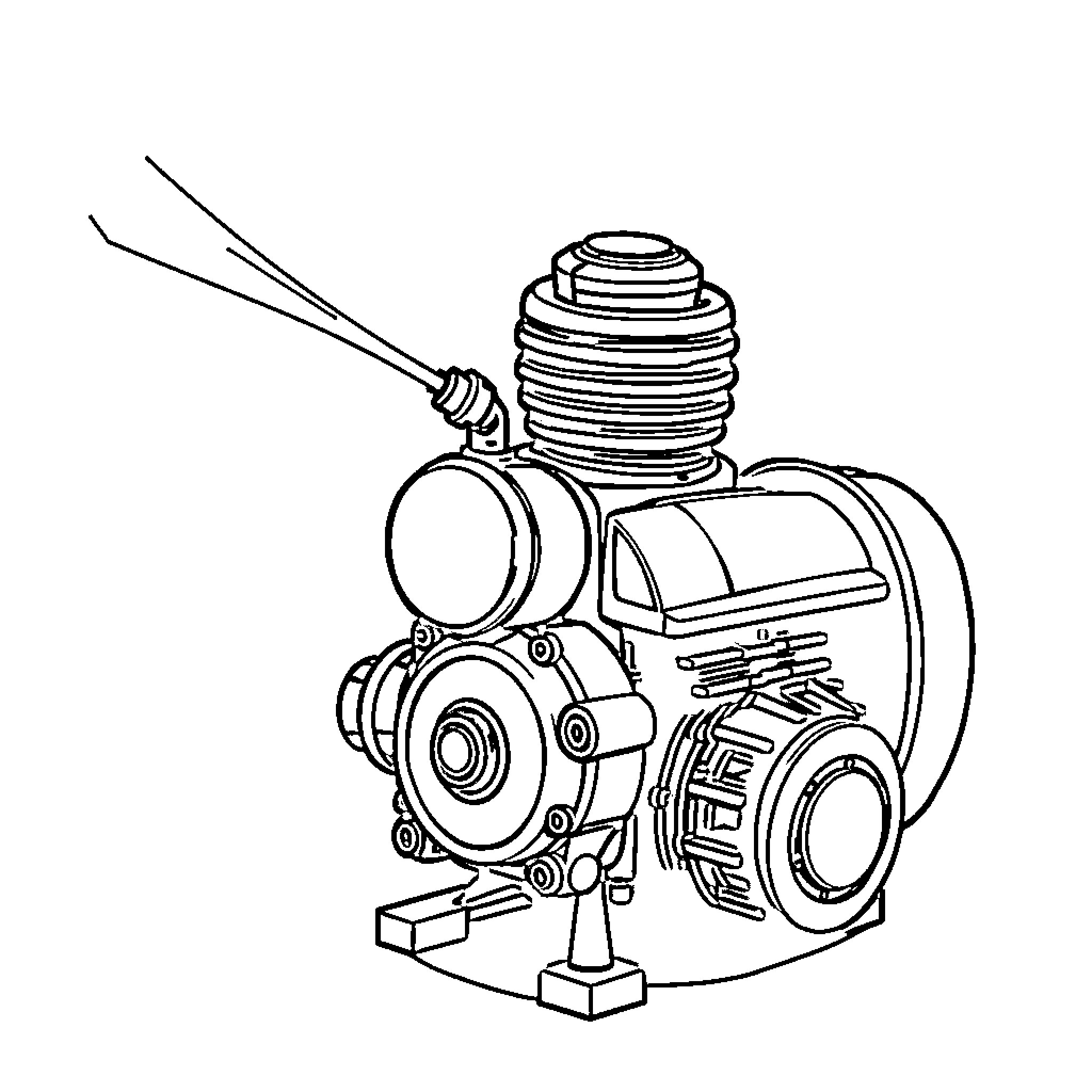 Engine mechanism with pistons and gears Coloring Page (free black-and-white line drawing printable PDF for all, from beginners to advanced learners, including children, teens, adults, and seniors)