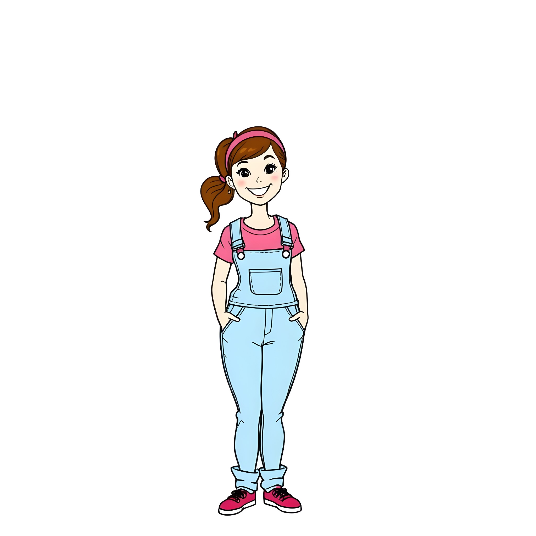 Ms Rachel's Cheerful and Casual Outlook Coloring Page (free black-and-white line drawing printable PDF for all, from beginners to advanced learners, including children, teens, adults, and seniors)