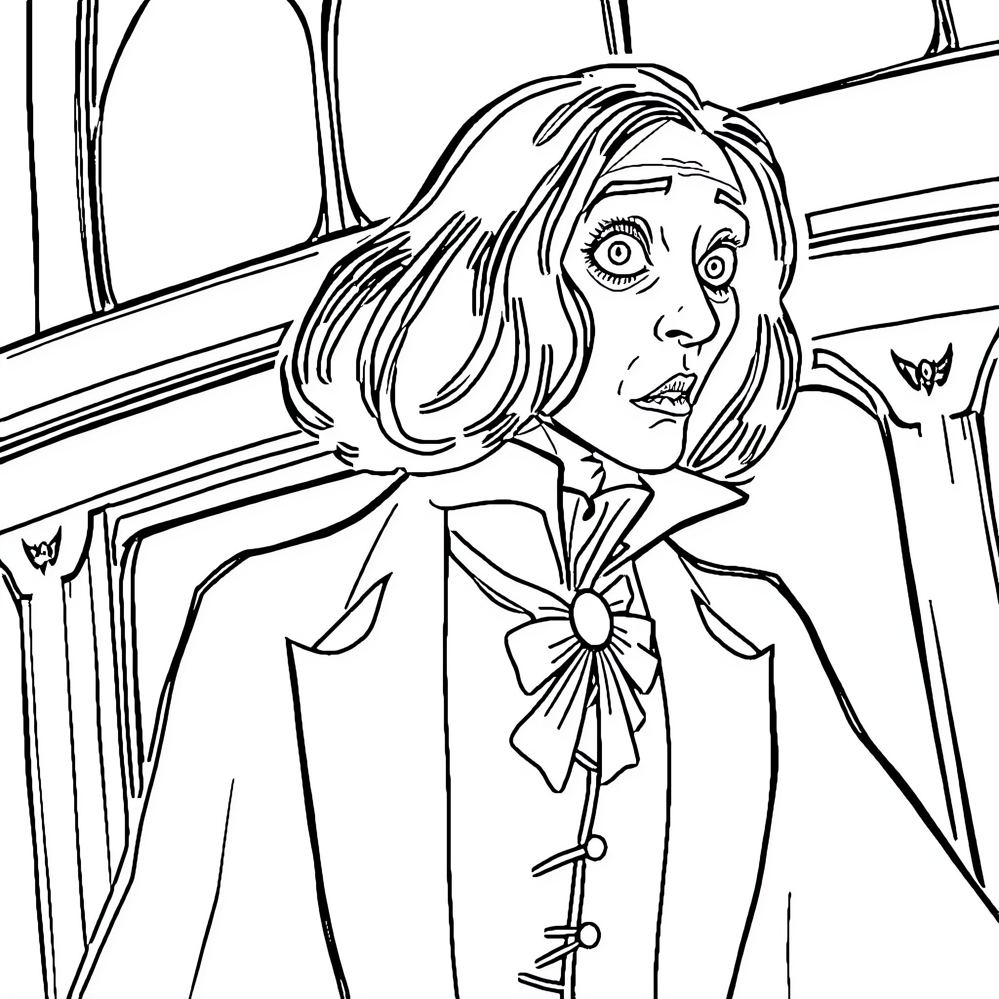 Professor Snape in pensive contemplation Coloring Page (free black-and-white line drawing printable PDF for all, from beginners to advanced learners, including children, teens, adults, and seniors)