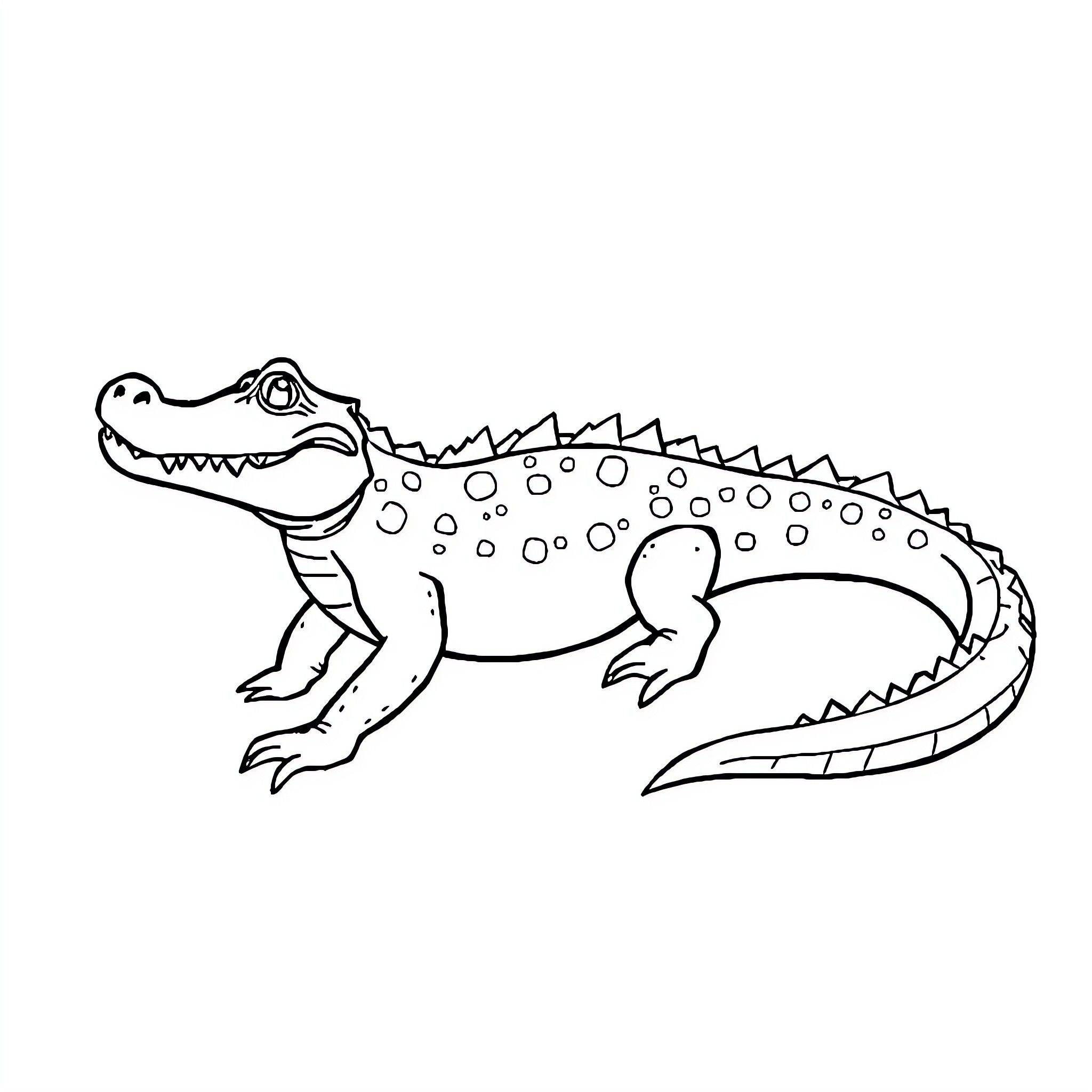 Alligator resting on the ground Coloring Page (free black-and-white line drawing printable PDF for all, from beginners to advanced learners, including children, teens, adults, and seniors)