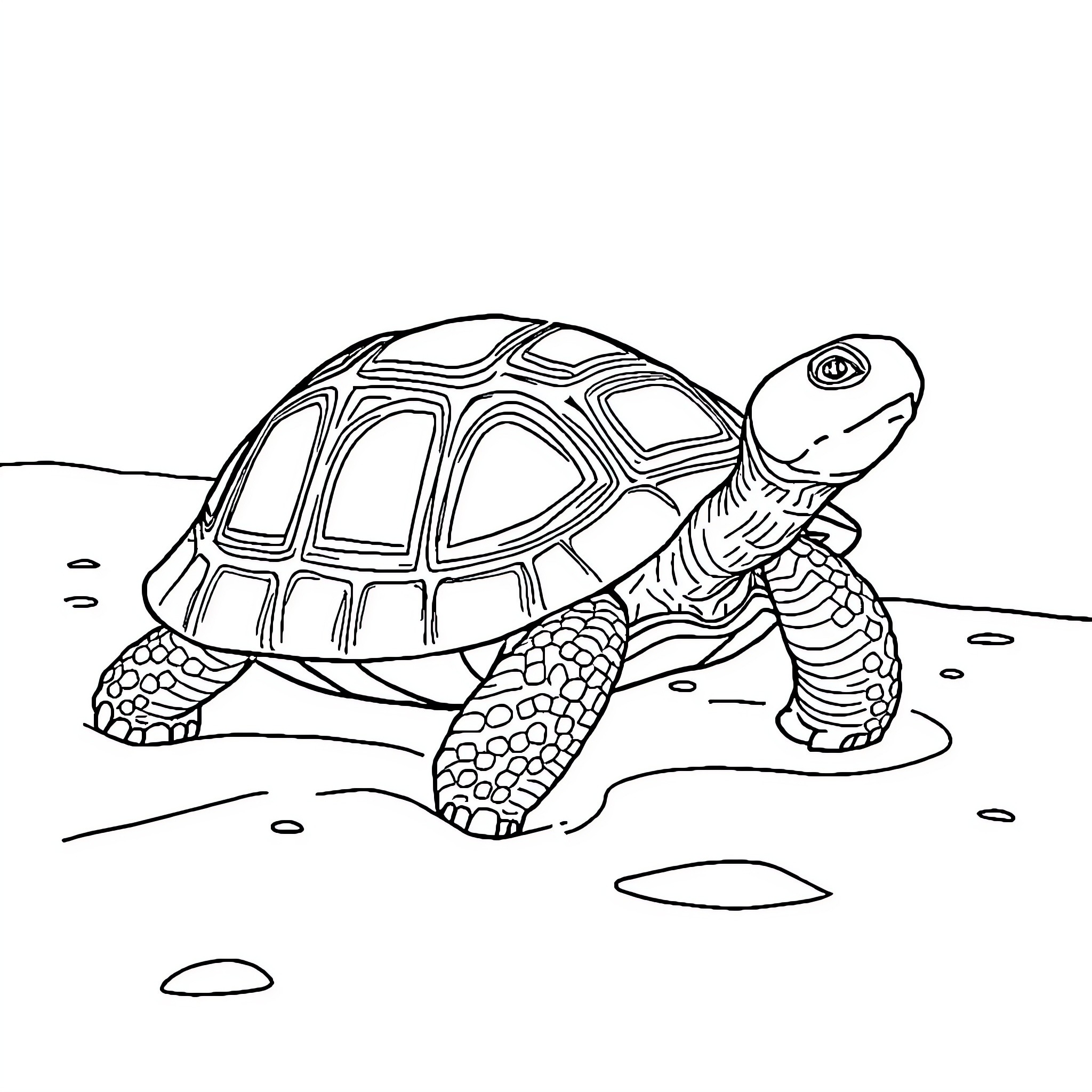 Turtle exploring its natural habitat Coloring Page (free black-and-white line drawing printable PDF for all, from beginners to advanced learners, including children, teens, adults, and seniors)