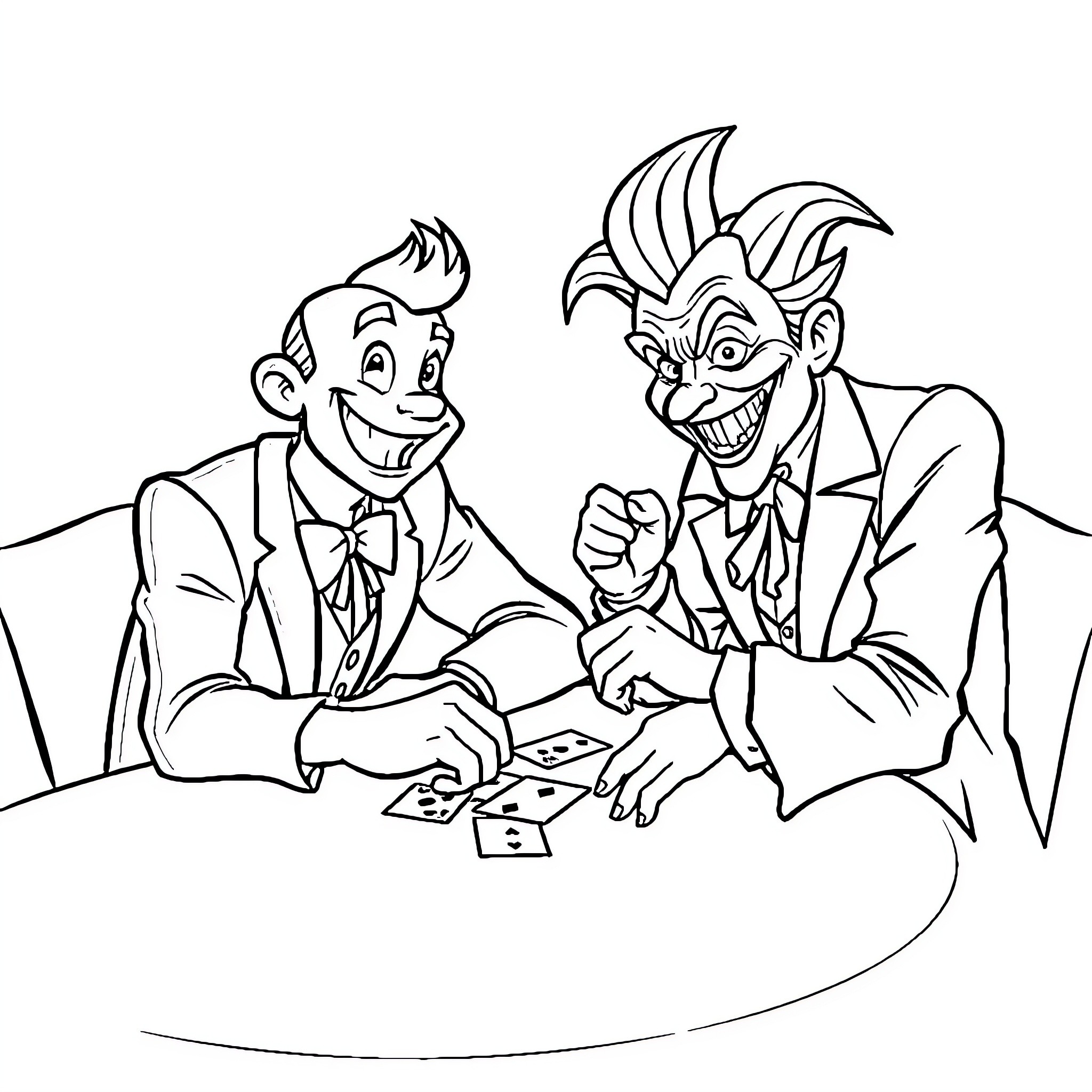 Bluey's Friendly Card Game Coloring Page (free black-and-white line drawing printable PDF for all, from beginners to advanced learners, including children, teens, adults, and seniors)