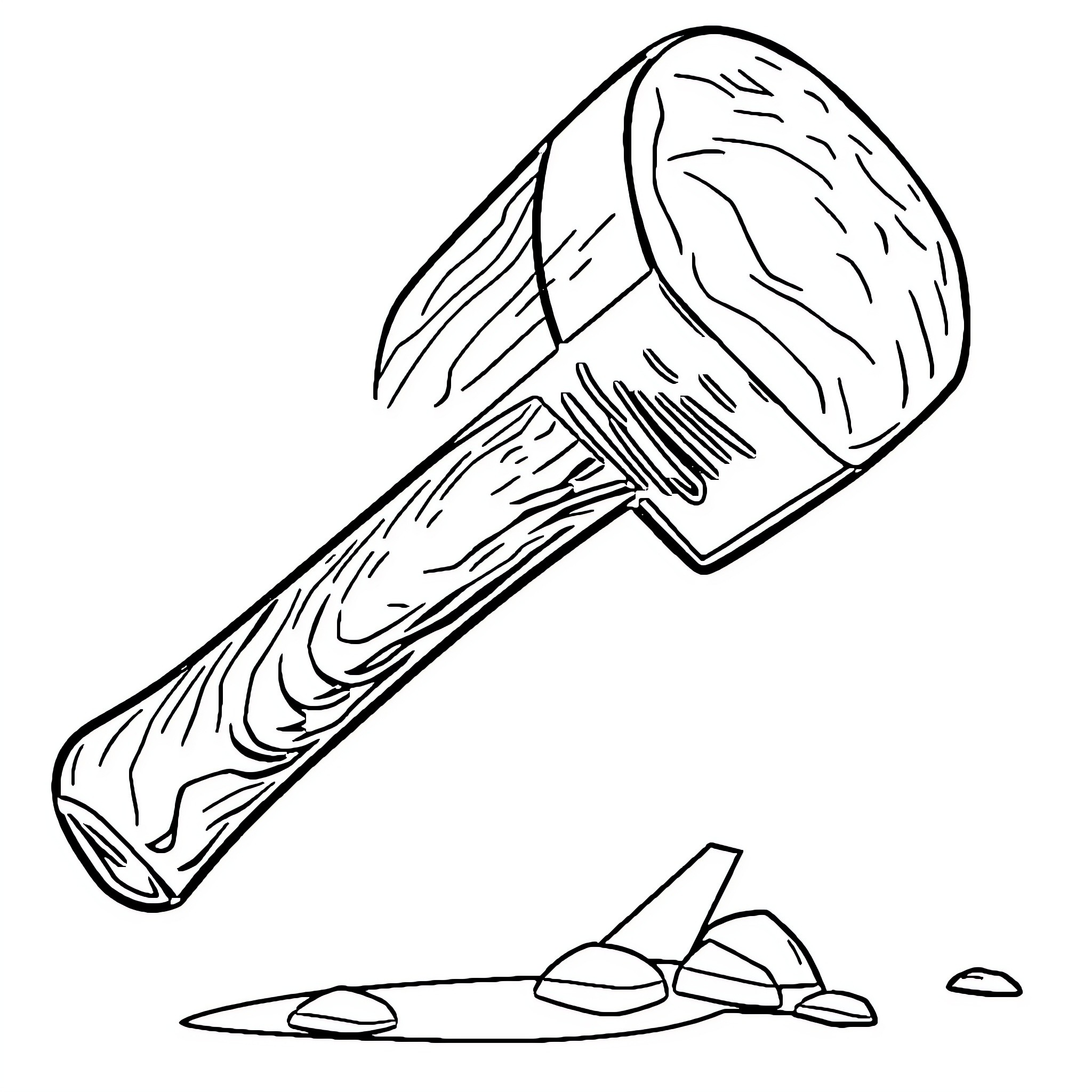 Banhammer smashing disobedient internet users Coloring Page (free black-and-white line drawing printable PDF for all, from beginners to advanced learners, including children, teens, adults, and seniors)