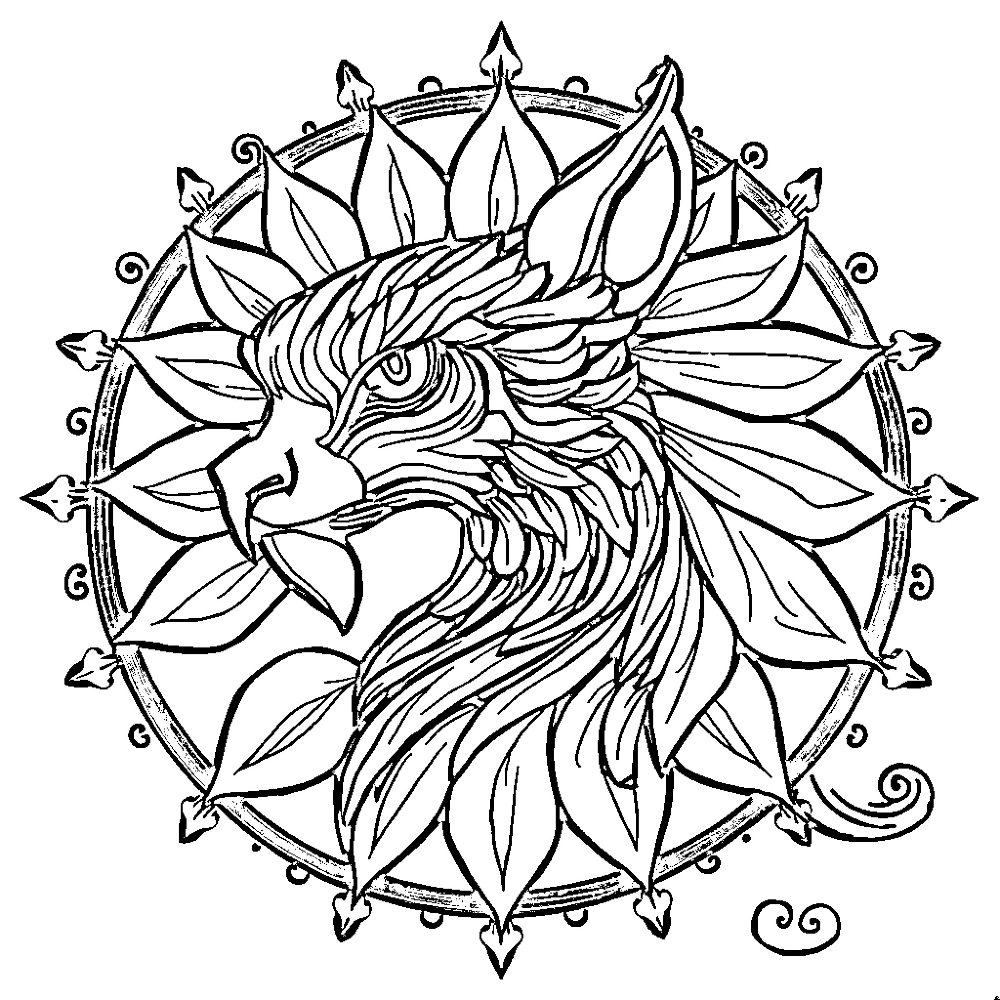 Shield of the Majestic Rooster Coloring Page (free black-and-white line drawing printable PDF for all, from beginners to advanced learners, including children, teens, adults, and seniors)