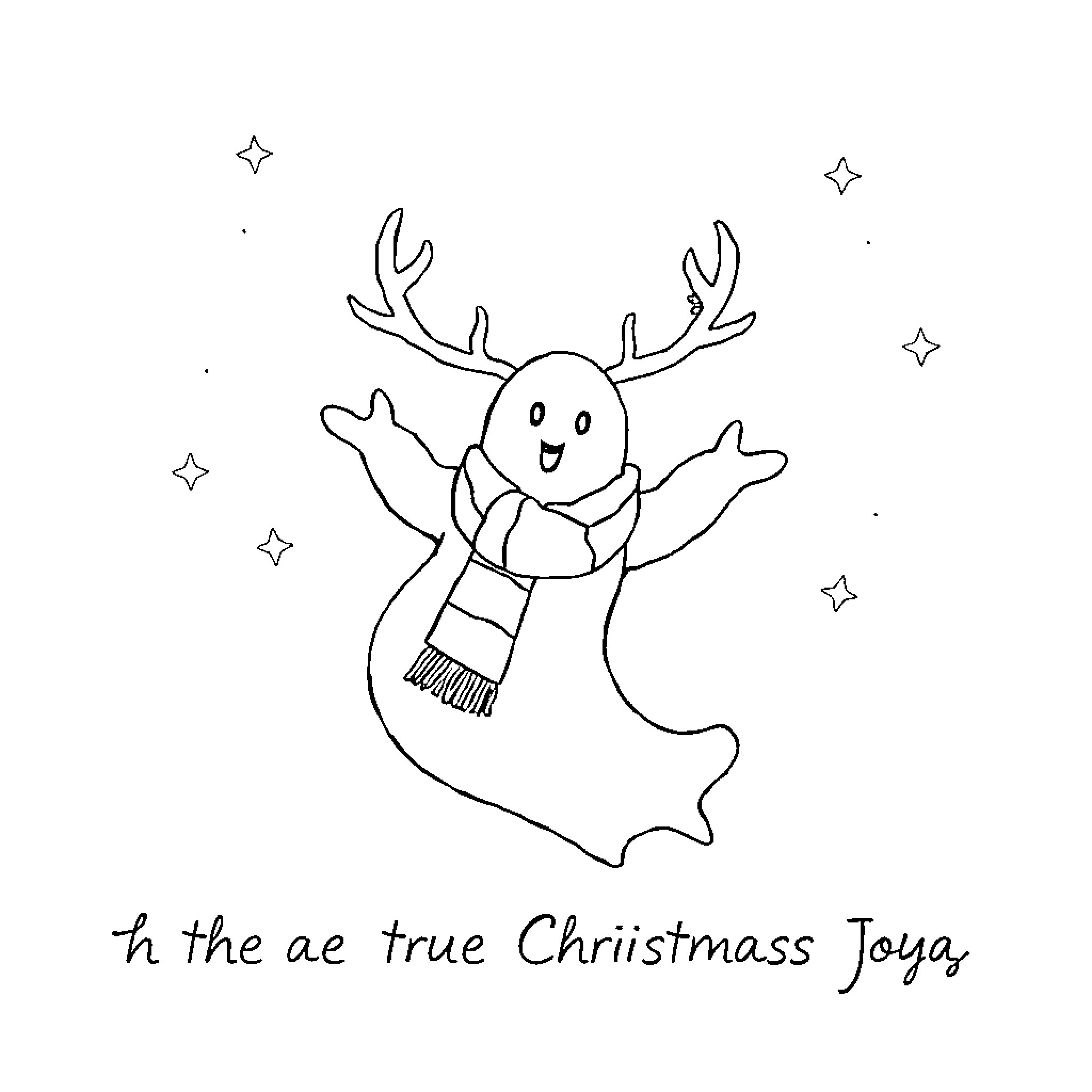 Ghost enjoying the Christmas joy Coloring Page (free black-and-white line drawing printable PDF for all, from beginners to advanced learners, including children, teens, adults, and seniors)