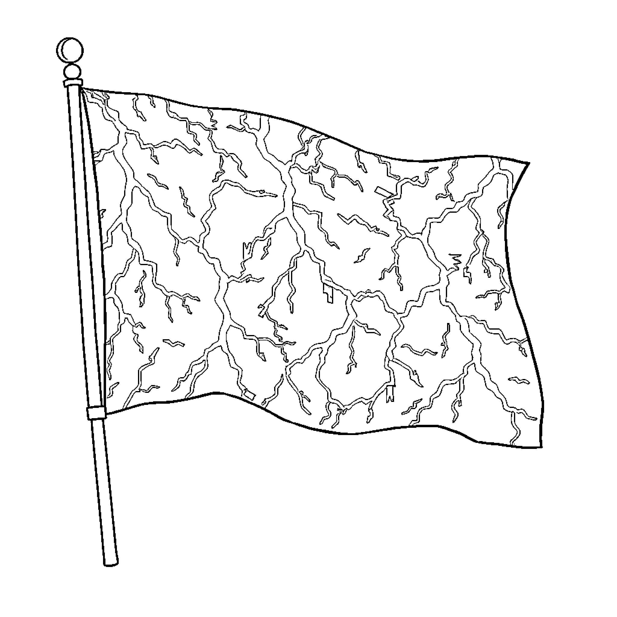 Flag depicting distressed texture and pattern Coloring Page (free black-and-white line drawing printable PDF for all, from beginners to advanced learners, including children, teens, adults, and seniors)