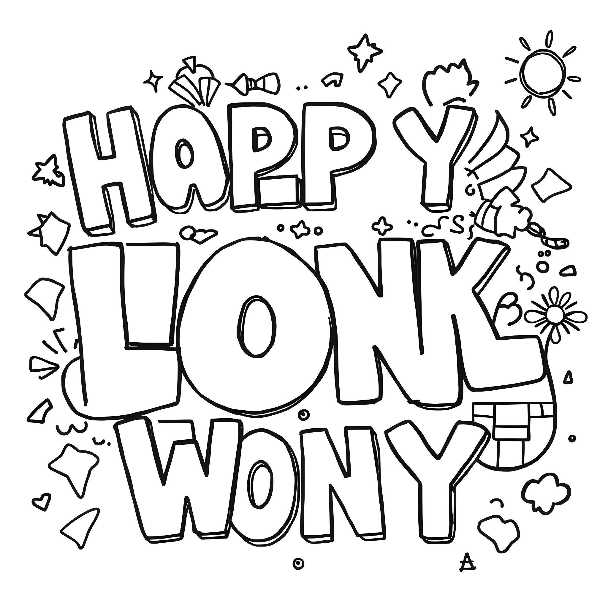 Letter Expressing Happiness and Wonder Coloring Page (free black-and-white line drawing printable PDF for all, from beginners to advanced learners, including children, teens, adults, and seniors)