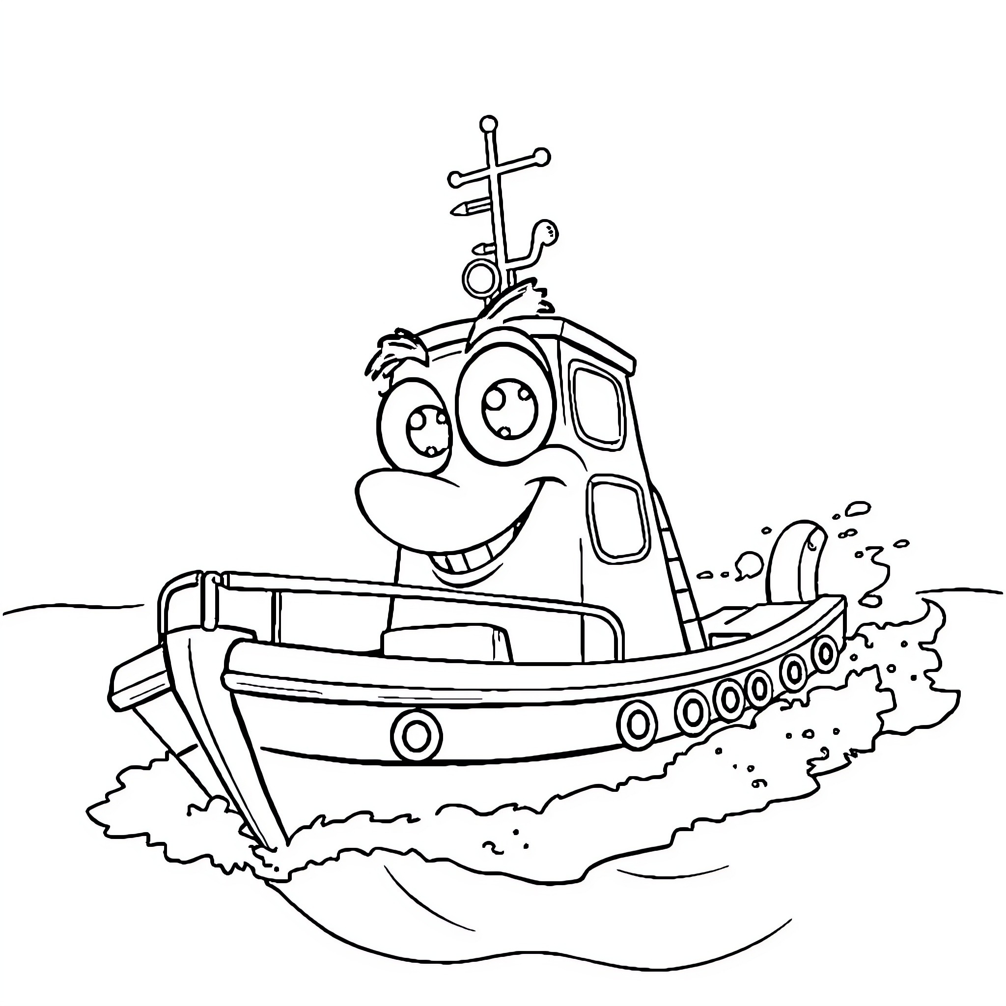 Oil Tanker Sailing Happily Across the Water Coloring Page (free black-and-white line drawing printable PDF for all, from beginners to advanced learners, including children, teens, adults, and seniors)