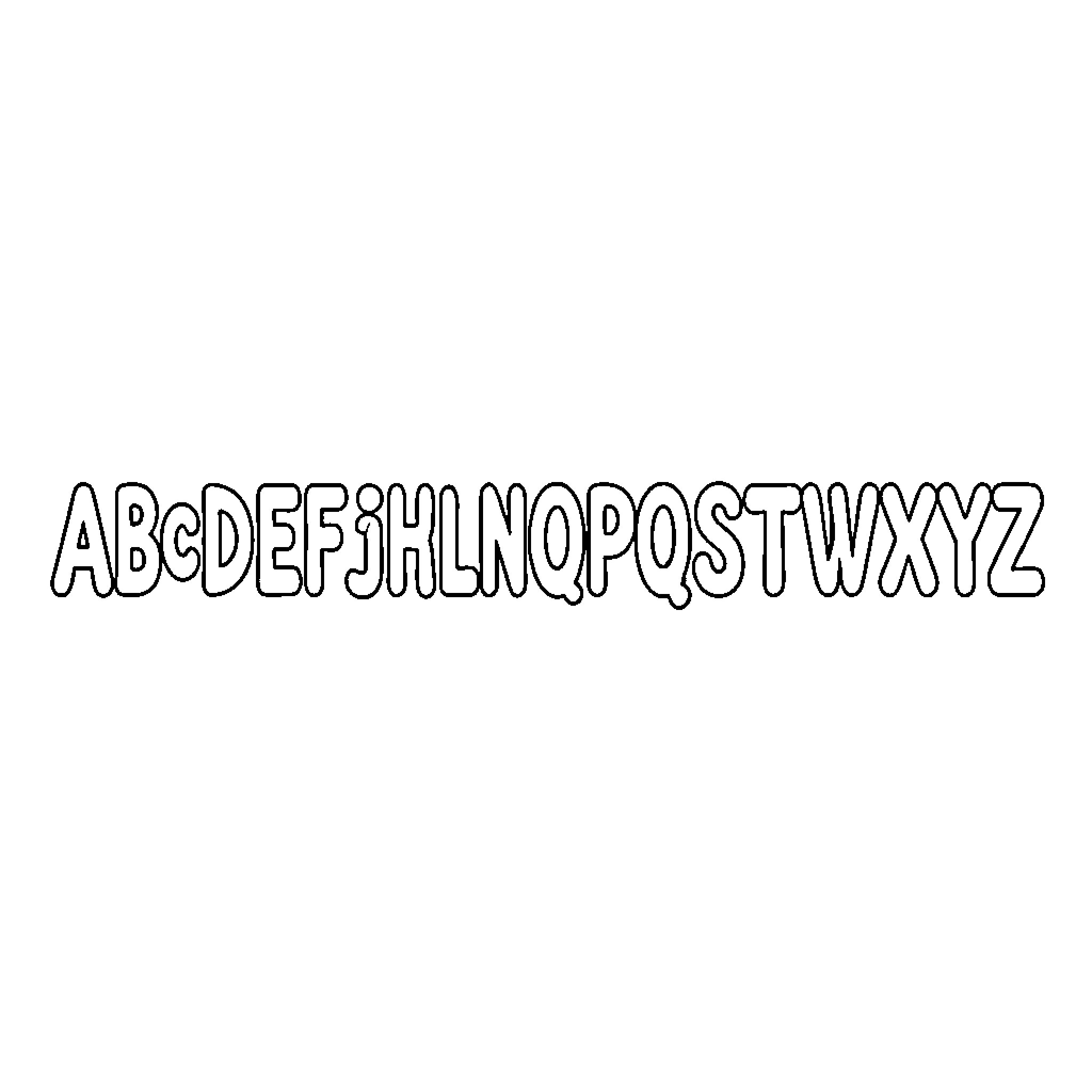 Alphabet letters in simple black outline Coloring Page (free black-and-white line drawing printable PDF for all, from beginners to advanced learners, including children, teens, adults, and seniors)