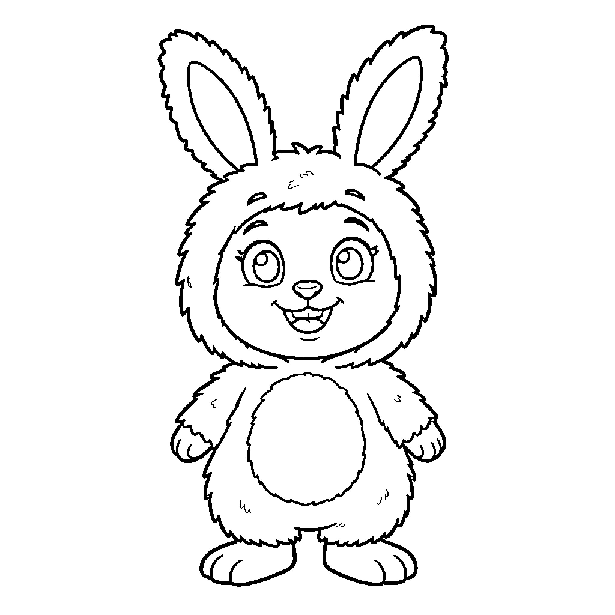 Bluey the Playful Bunny Coloring Page (free black-and-white line drawing printable PDF for all, from beginners to advanced learners, including children, teens, adults, and seniors)