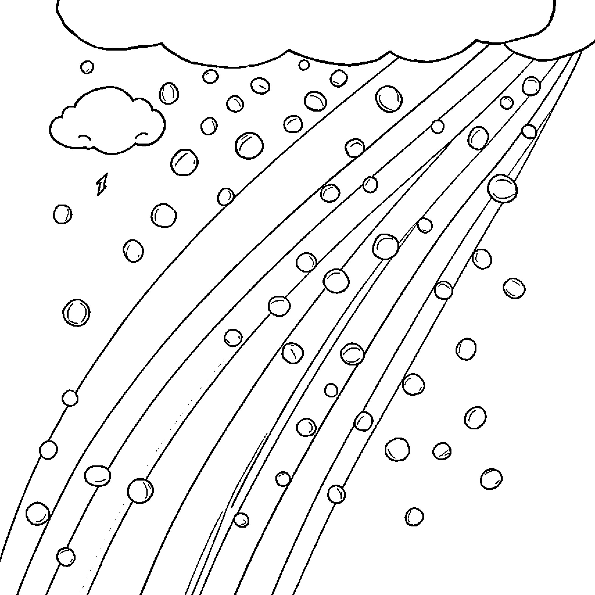 Skittle shapes falling from the sky Coloring Page (free black-and-white line drawing printable PDF for all, from beginners to advanced learners, including children, teens, adults, and seniors)