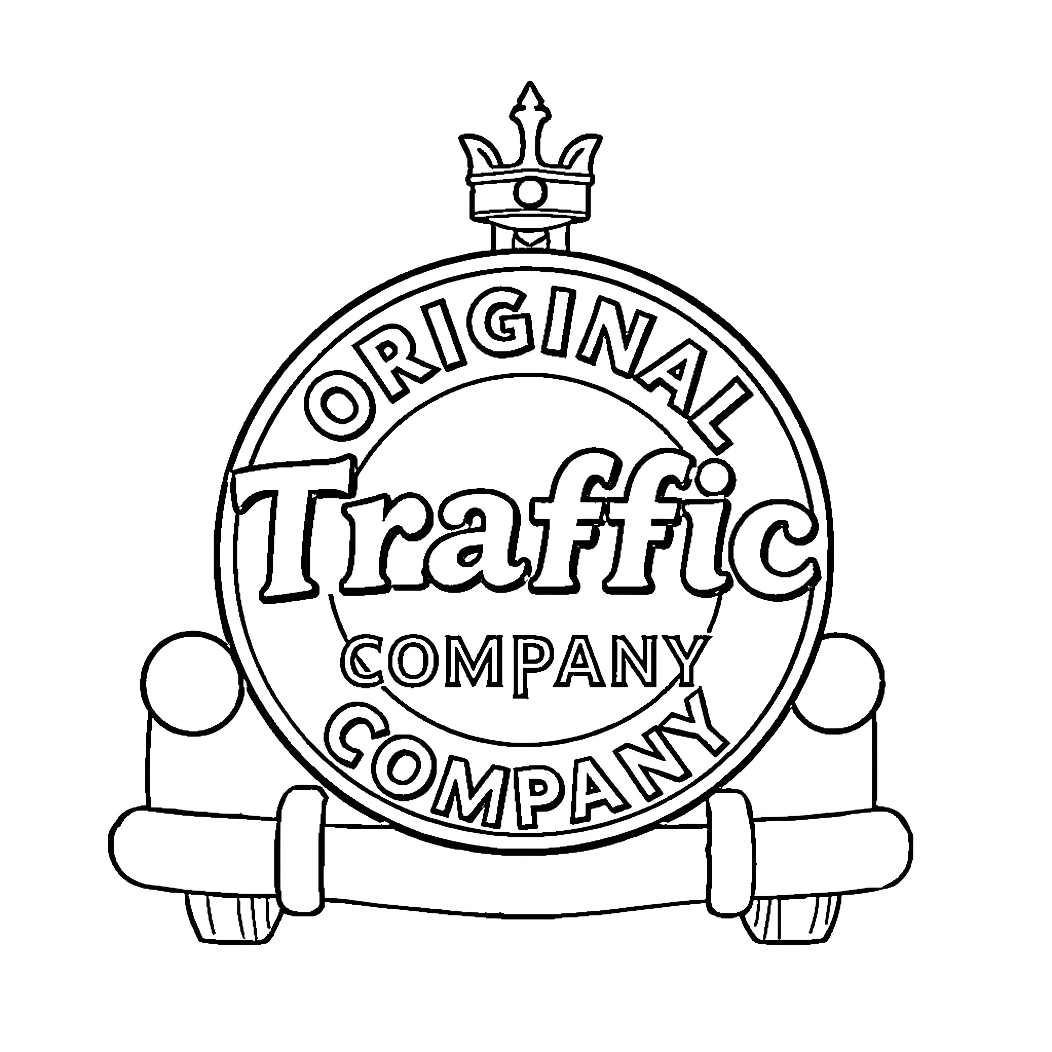 Traffic Logo of Original Traffic Company Coloring Page (free black-and-white line drawing printable PDF for all, from beginners to advanced learners, including children, teens, adults, and seniors)